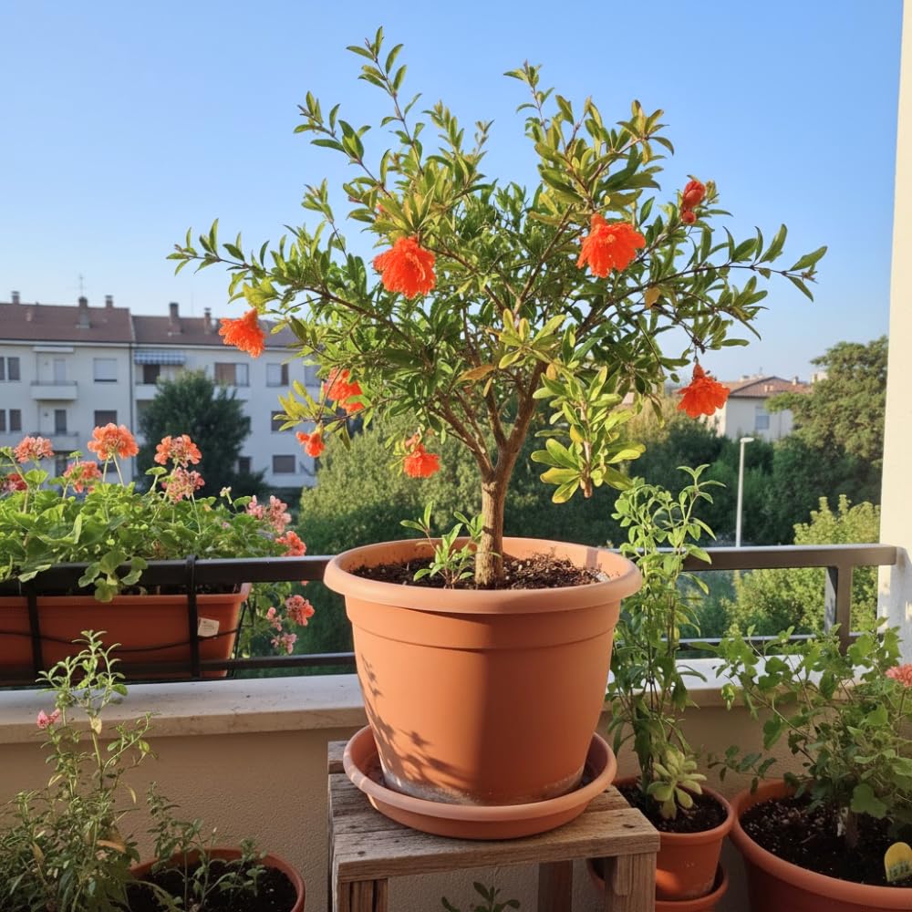 Pomegranate Plant Live, Sweet Pomegranate Tree Live Plant, Cold Hardy, 1 Feet Tall, Edible Fruit for Outdoor Garden, 1 Gallon Pot, No Ship to CA