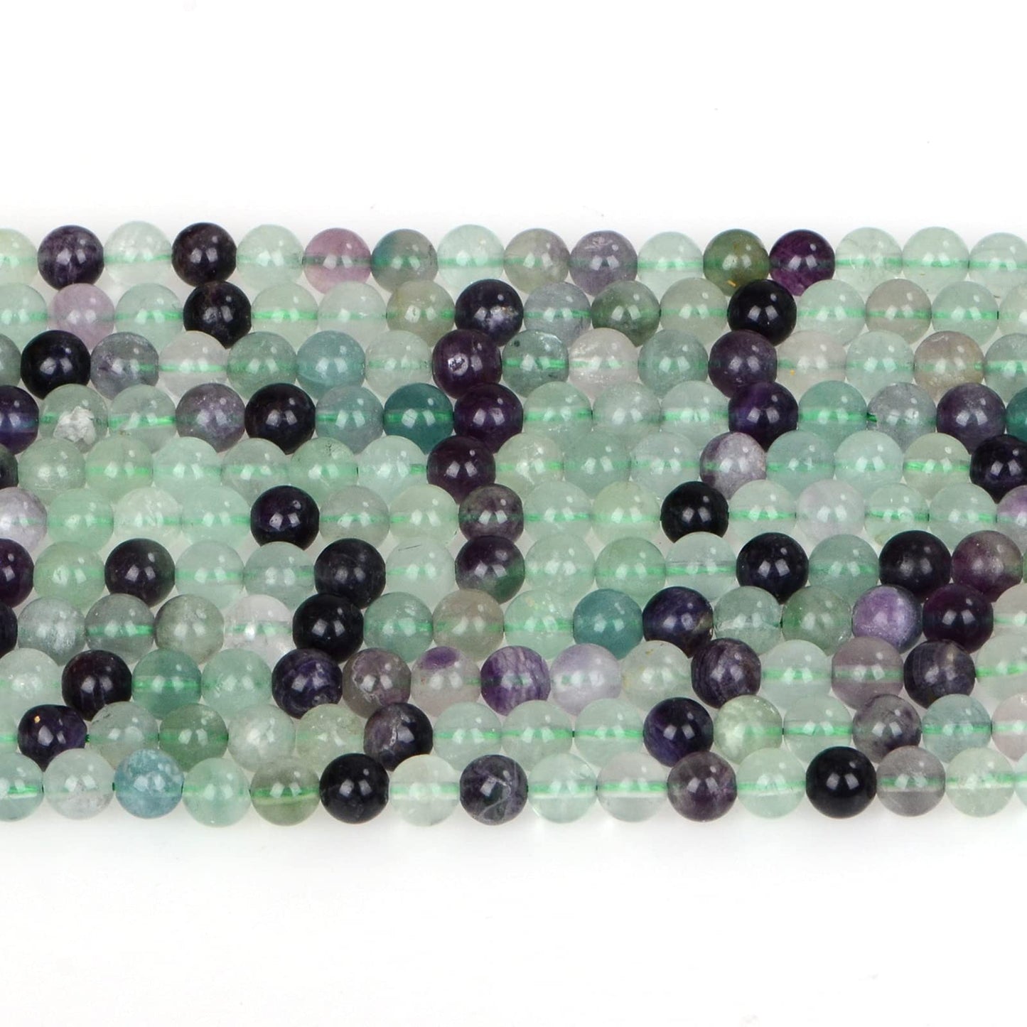 ICAI Beads 10mm Natural Fluorite Round Loose Stone Beads for Jewelry Making DIY Crafts Design 1 Strand 15" APPR.34-36pcs