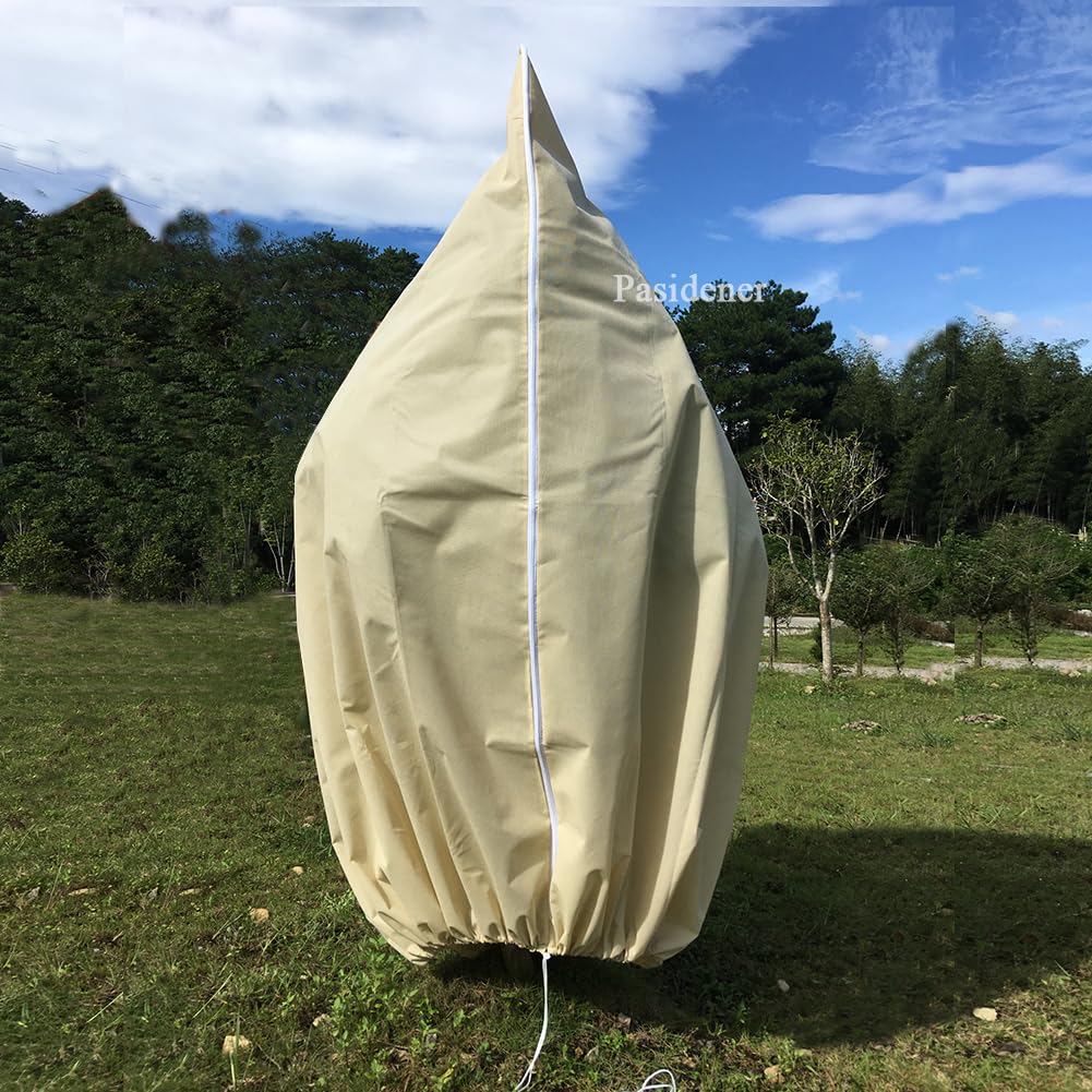 Pasidener Plant Covers Freeze Protection 2.8oz 3 Packs 45"x40" Winter Tree Covers Frost Blankets for Outdoor Plants with Zipper Drawstring- Frost Cold Pest Protection for Shrubs Fruit Tree