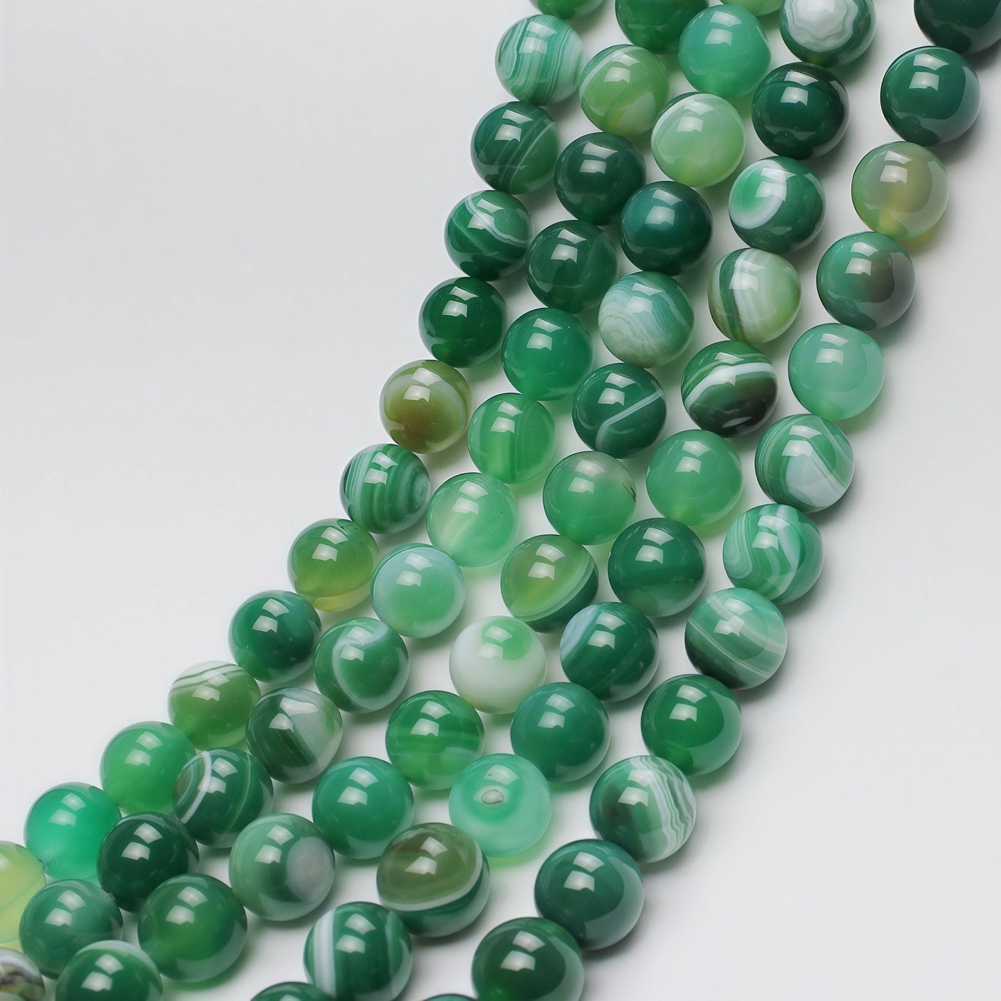 MJDCB Natural Stone Beads Green Striped Agate Round Loose Beads for Jewelry Making DIY Bracelet Necklace (8mm)