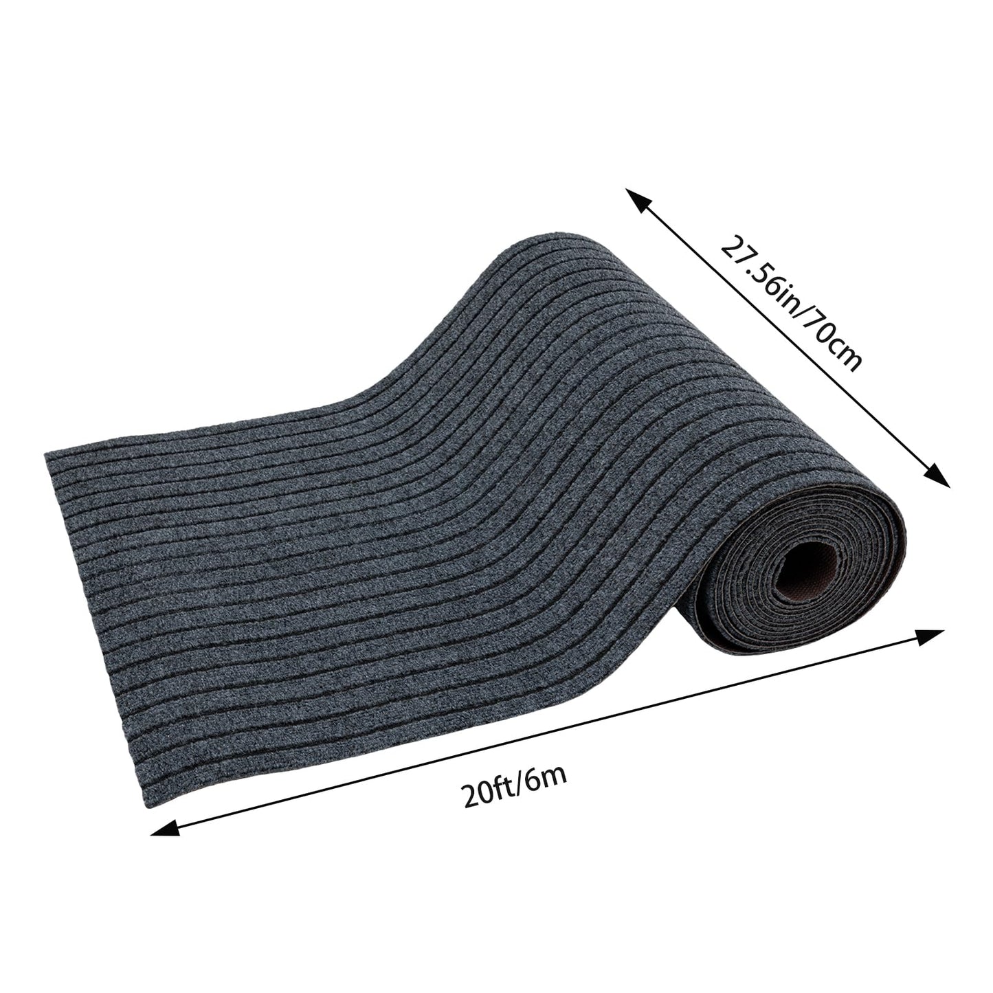 MuChaIOAK 6m/20Fft Non-Slip Carpet, Floor Protector Rug Mat, Stair Hallway Runner Rug Large Size Protective Stair Cover, Indoor Carpet for Bedrooms Living Rooms Balconies Entryways Stairs (Black Grey)