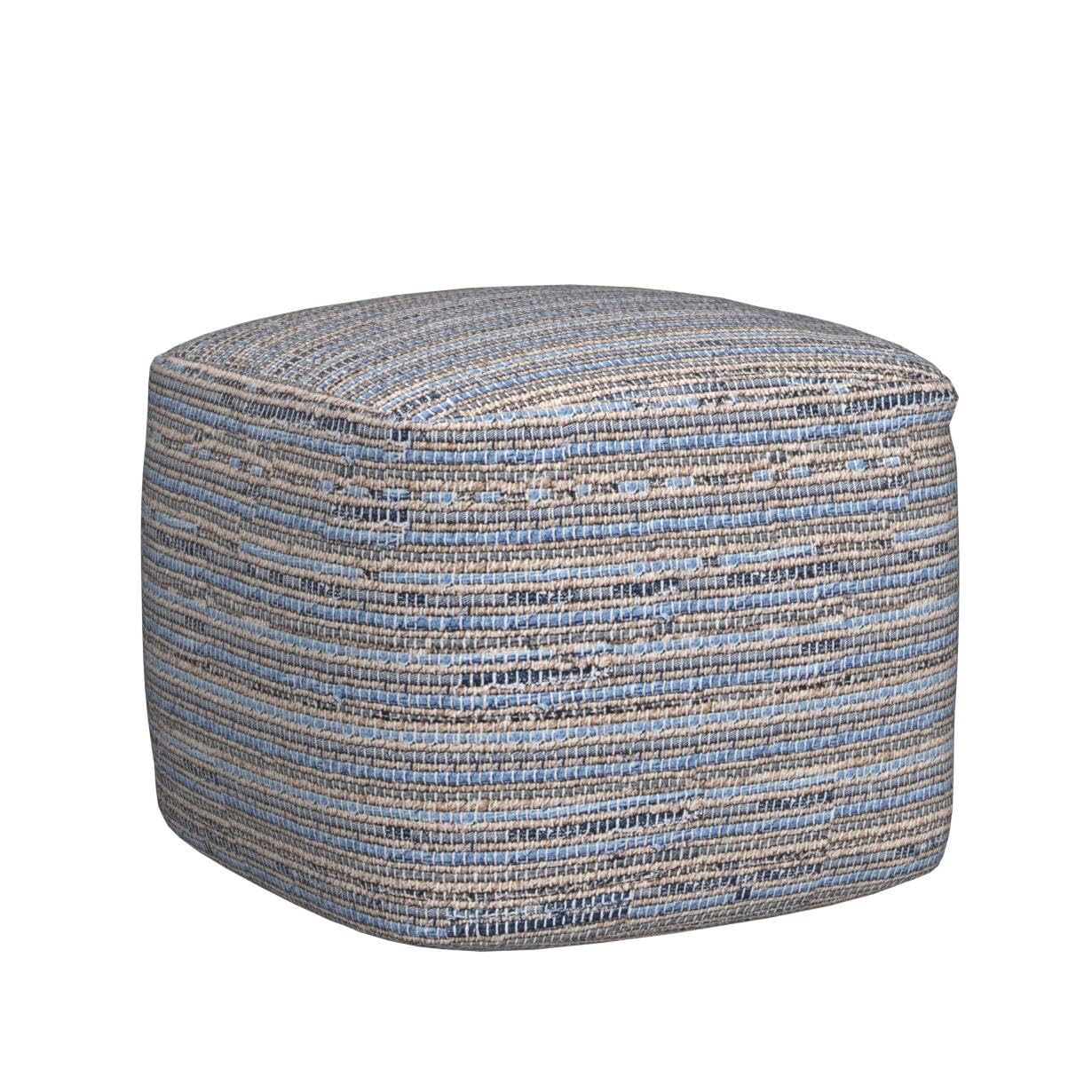 nuLOOM Granada Knitted Casual Denim and Jute Ottoman Pouf