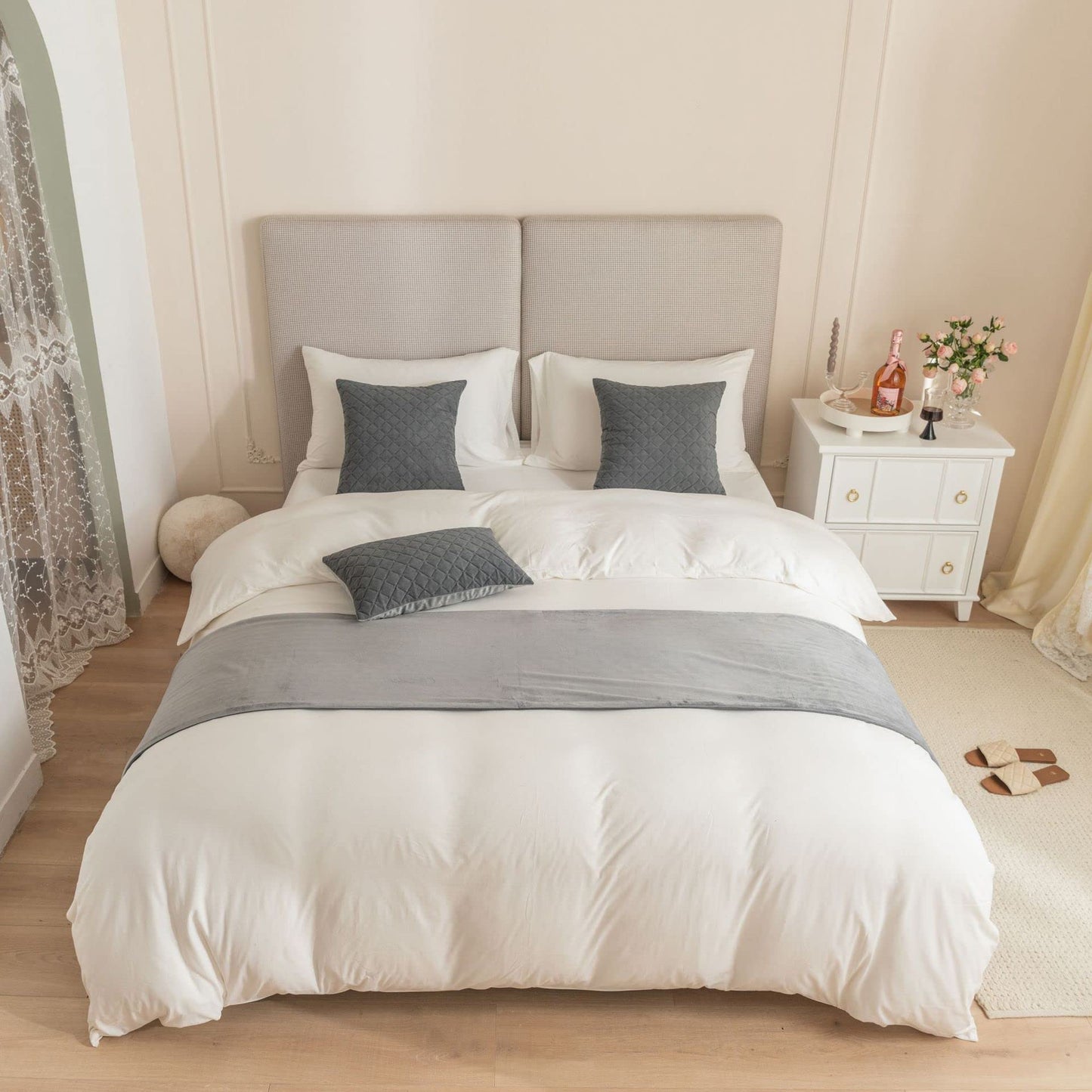 Eseriallen Bed Runner King Size,Gray Bed Runner for Foot of Bed Cushions Set 180X45cm for 1.2m Bed