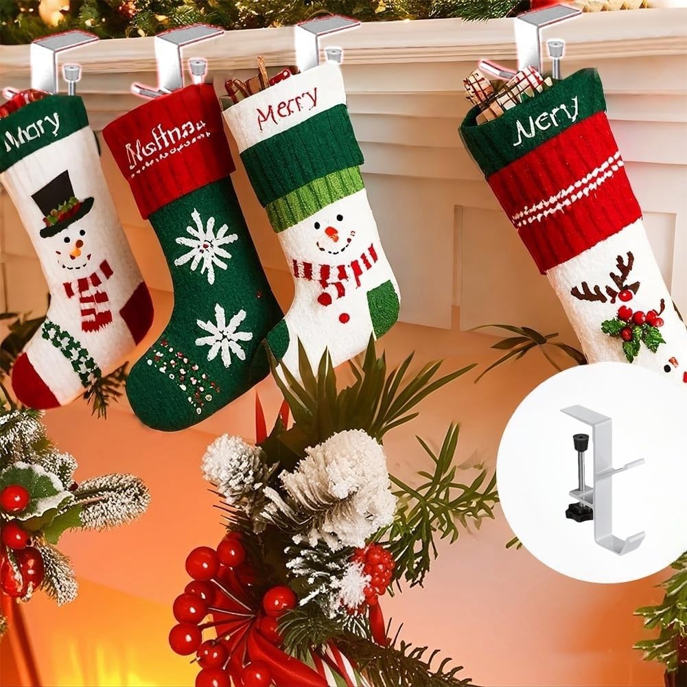 2 in 1 Garland Hangers and Fireplace Stocking Holders,Mantel Hanger for Garland Hooks for Christmas Adjustable No Drill Mantle Hooks Stocking Hanger for Fireplace Xmas Holiday Home Party Decoration
