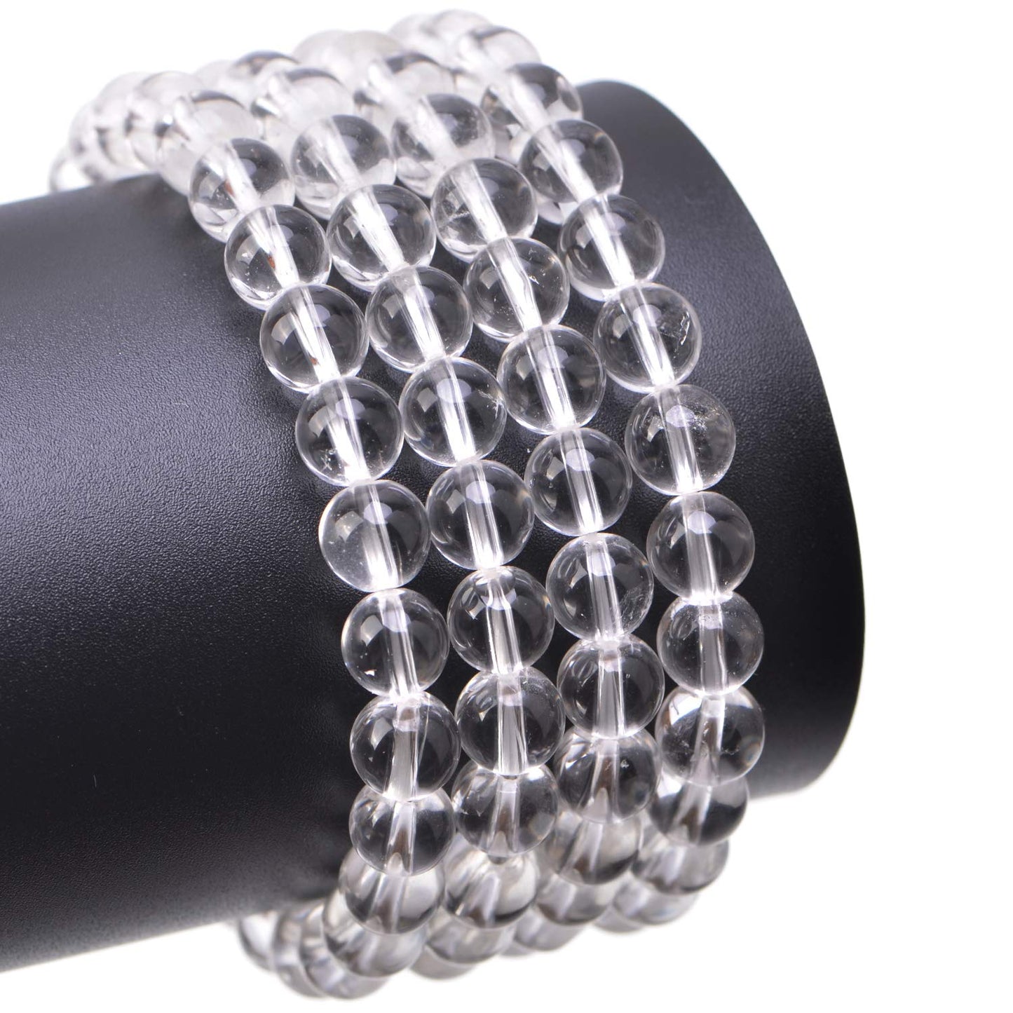 LPBeads 100PCS 8mm Natural Clear Quartz Crystal Gemstone Round Loose Beads for Jewelry Making with Crystal Stretch Cord