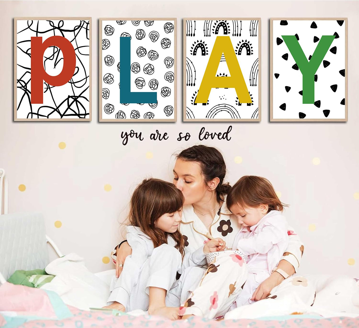 XUCVSPANTING Playroom Sign Nursery Wall Prints Boho Play Room Sign Canvas Posters for Nursery Bedroom Kids Room Decor Reading Corner Decorations,Set of 4(8"x10"inch,Unframed).