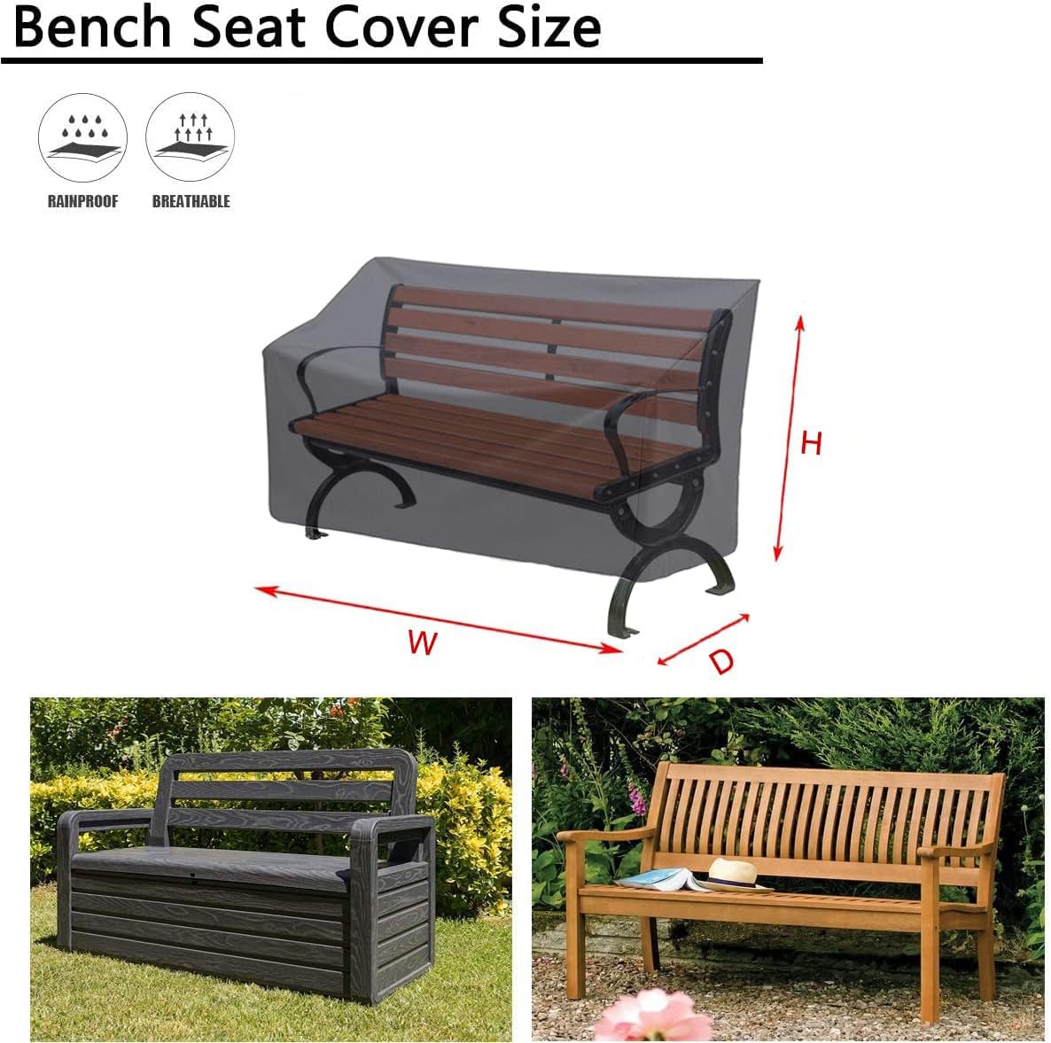 Kingling Outdoor Bench Cover Waterproof for 64 Inch Patio Acacia Wood Bench & 3 Seat Patio Loveseat, Sofa, Glider Heavy Duty Patio Furniture Covers for Outdoor Seating-64 W x 25" D x 35" H Black