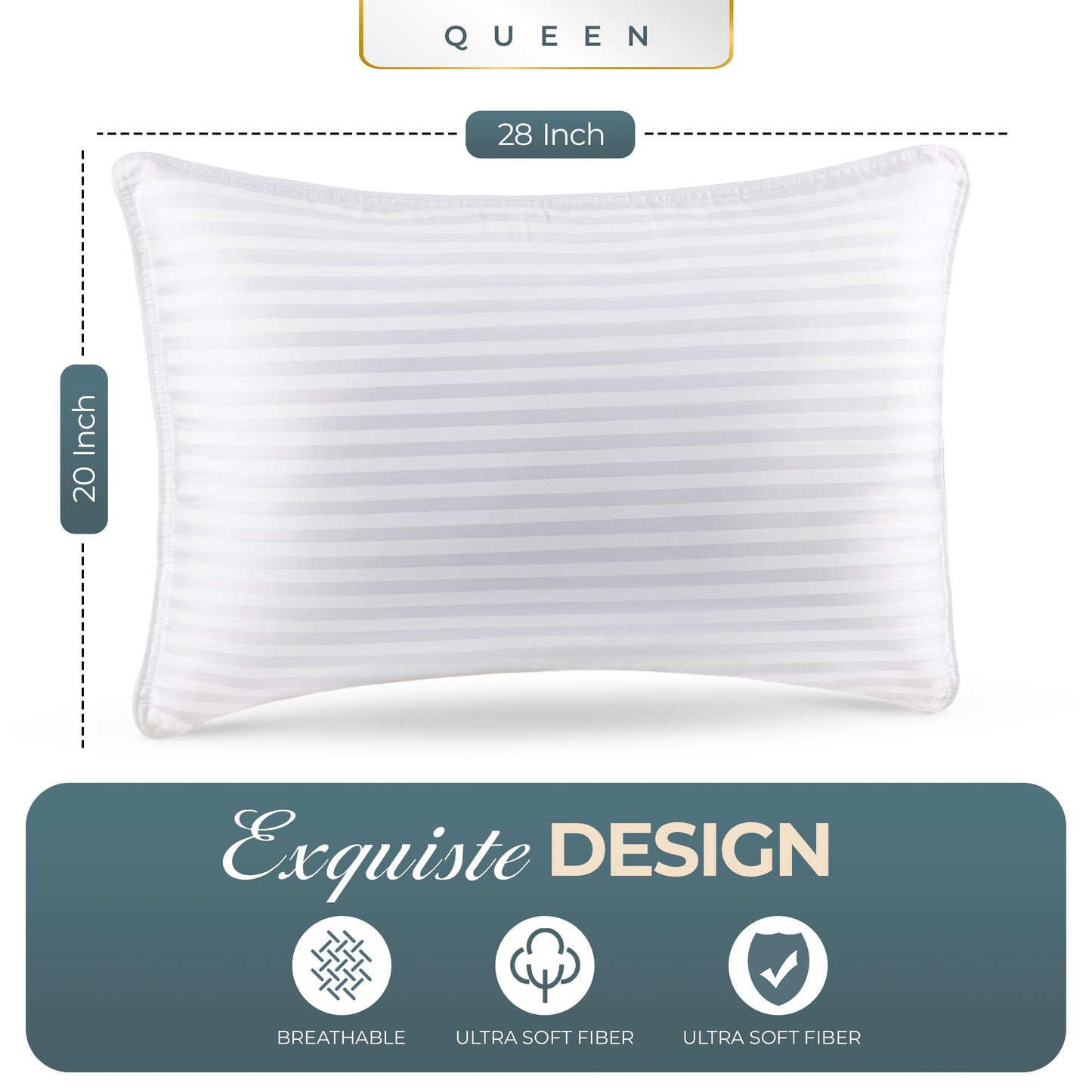 Utopia Bedding Bed Pillows for Sleeping Queen Size (White), Set of 2, Down Alternative Pillow for Sleeping, Cooling Hotel Quality Pillow Set for Back, Stomach or Side Sleepers