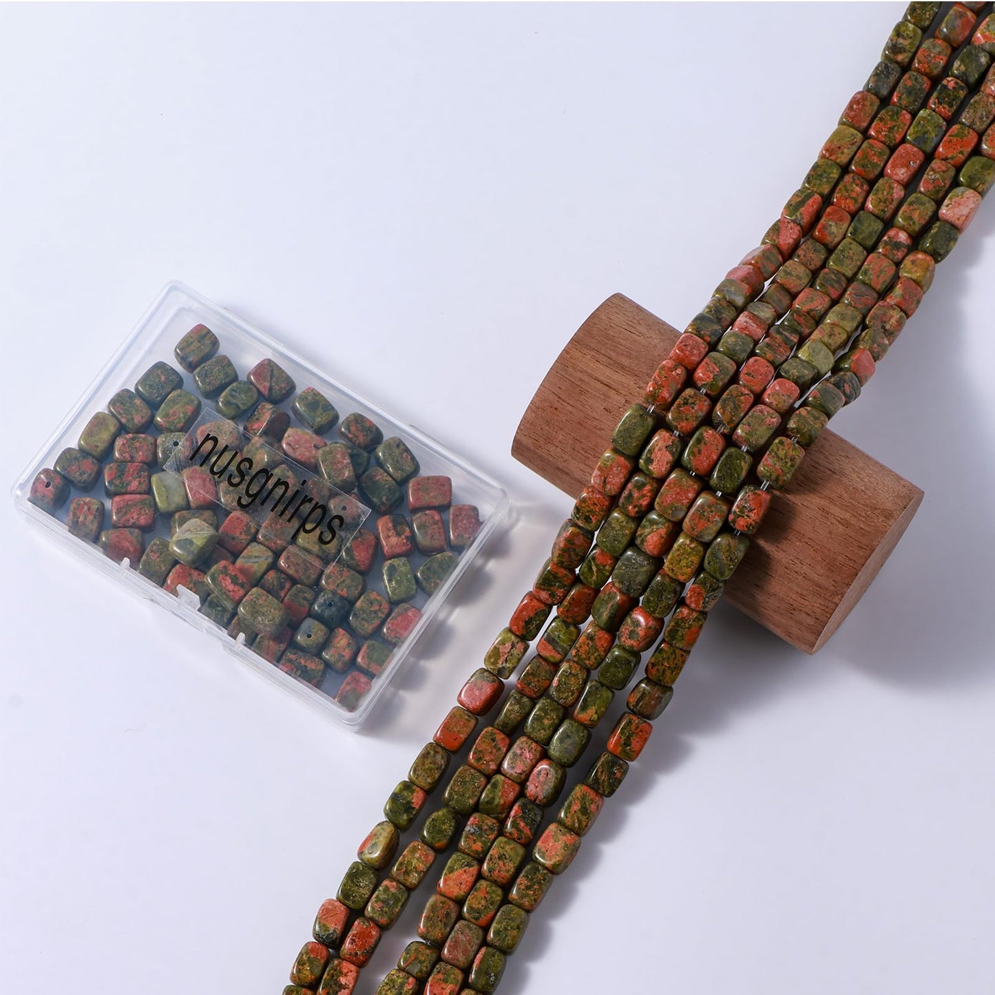 Natural Large Unakite Cube Stone Beads 8x11mm 38cm/str Loose Semi Gemstone Stone Square Beads for Making Bracelets Necklace