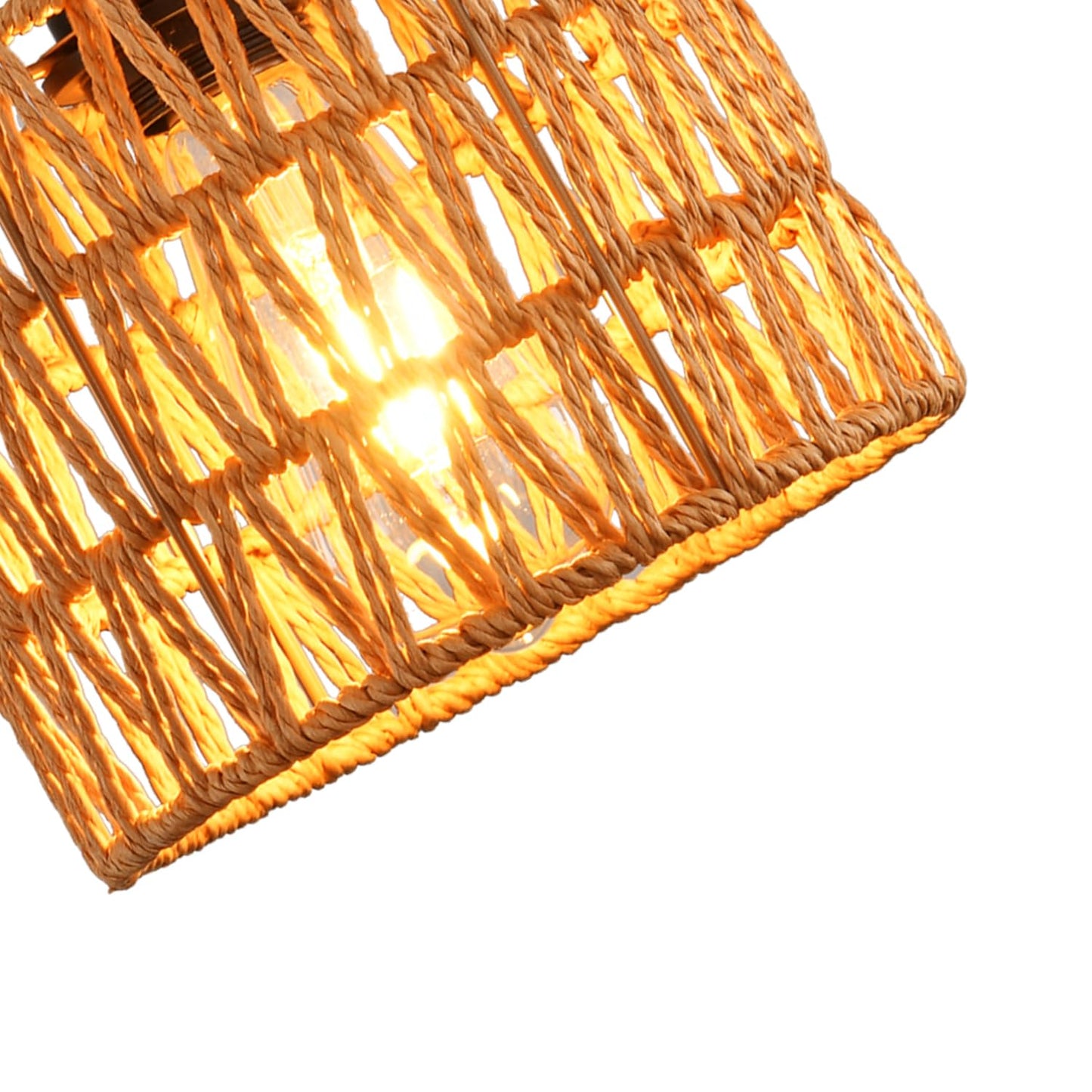 KENMI Woven Pendant Light Boho Chandelier, Rattan Pendant Lights Kitchen Island, Farmhouse Pendant Lighting with Hand Woven Wicker Shade, Boho Chandelier Light Fixtures Ceiling Hanging Light