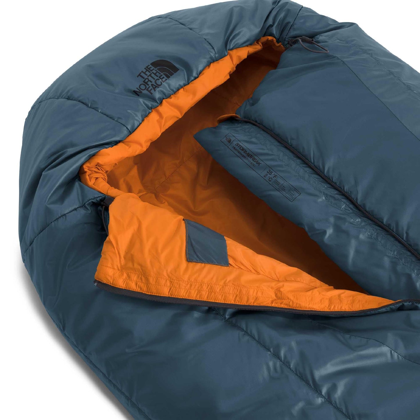 THE NORTH FACE Stormbreak 35F / 1.7C Backpacking Sleeping Bag - Water Repellent, Fully Insulated, Includes Stuff Sack, Granite Grey/Dust Orange, Short
