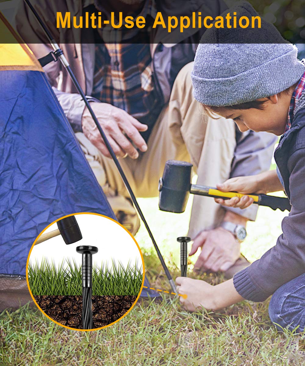 Meboyz 100-Pack-8 Inch Plastic Landscape Stakes, Spiral Nylon Landscape Anchoring Spikes,Edging Spikes for Paver Edging, Weed Barrier, Artificial Turf & More