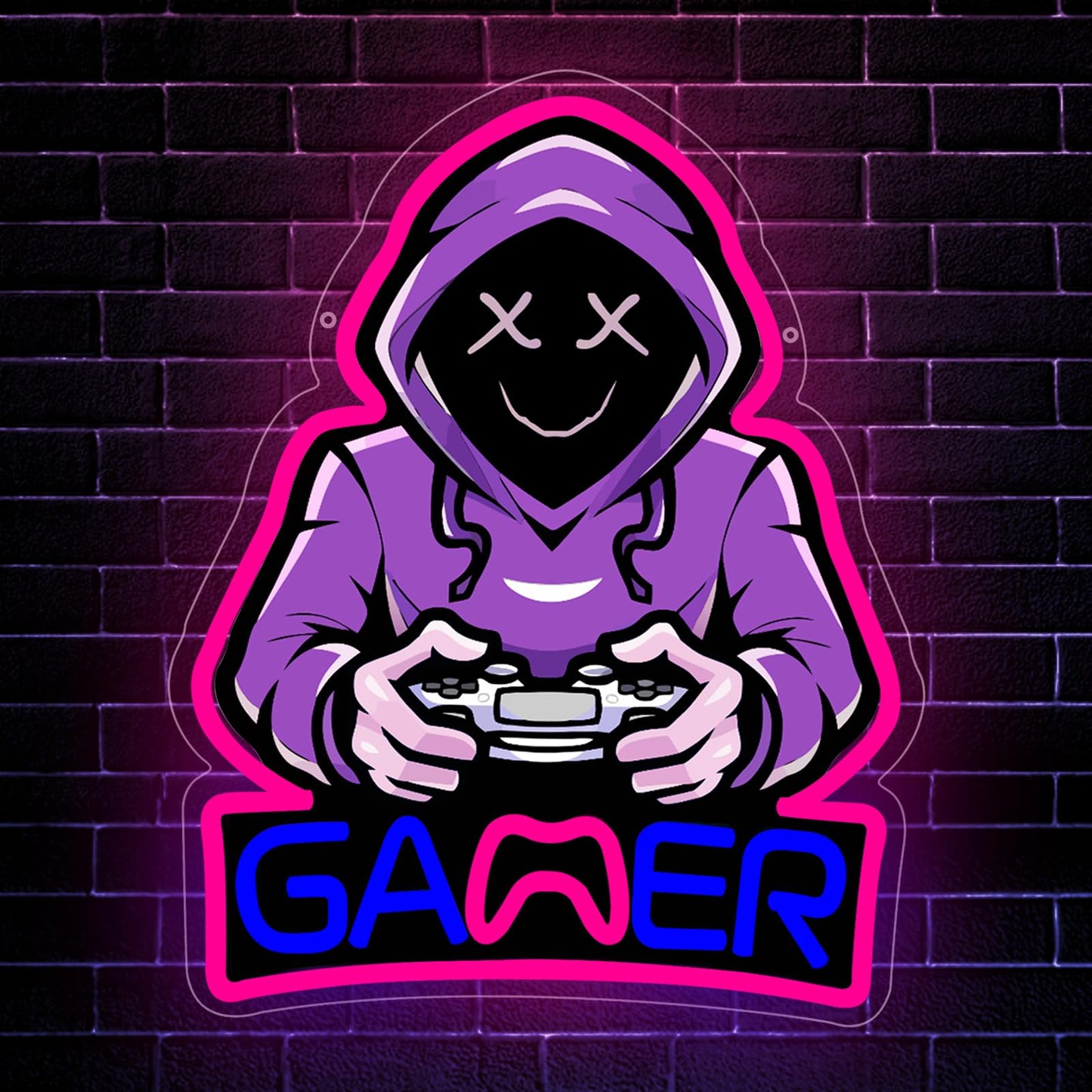 QEOICINH Gamer Neon Sign, Purple Hooded Gamer Neon Signs for Wall Decor,Gamer Room Decor for Boys, Teenage Boy Gifts, Gamer Gifts, Wall Light for Game Room, Man Cave