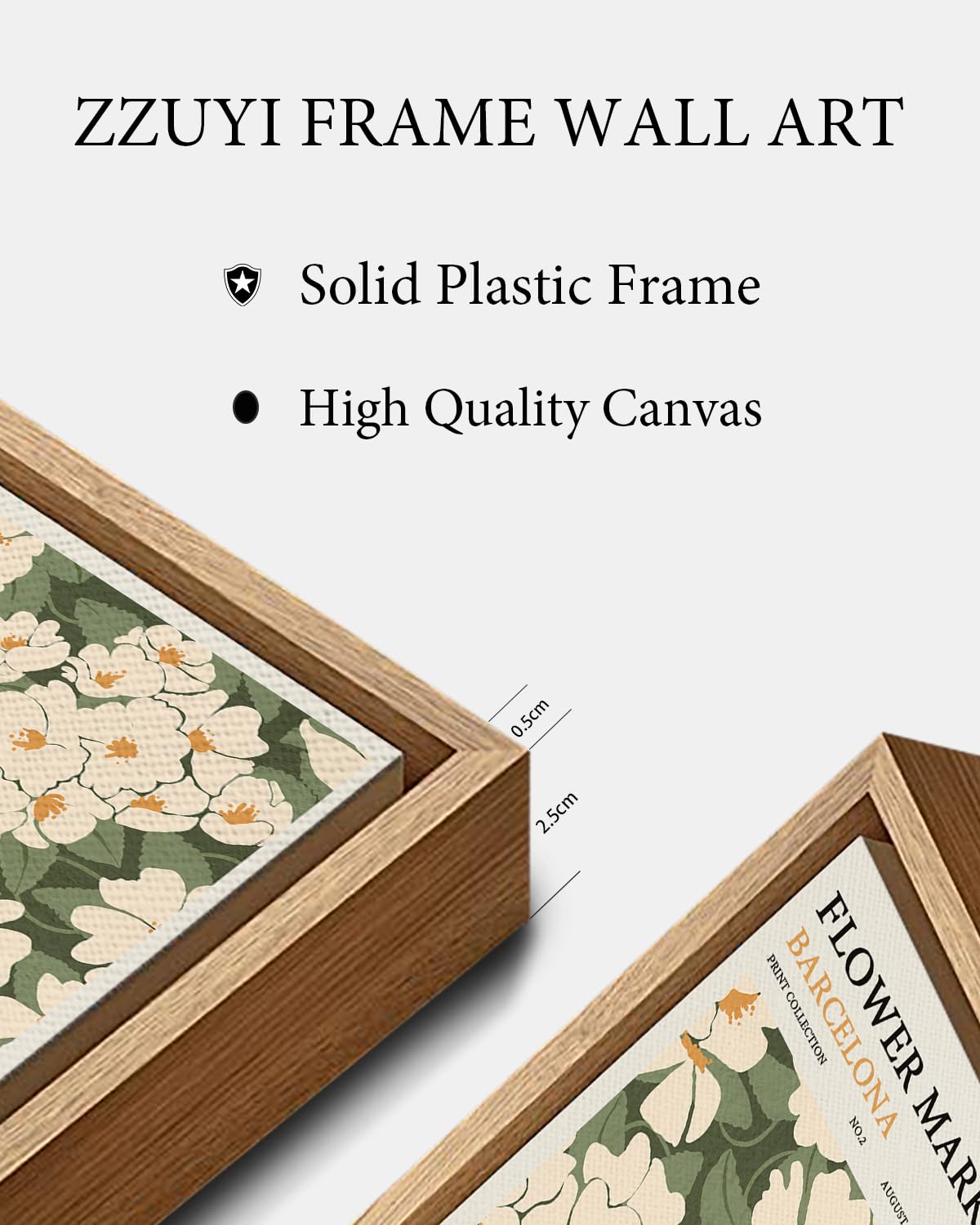 Zzuyi Framed Flower Market Wall Art,Green And White Floral Botanical Canvas Wall Decor Pictures,Floral Rusitc Pictures for Living Room Bedroom Dining Room 12x16in