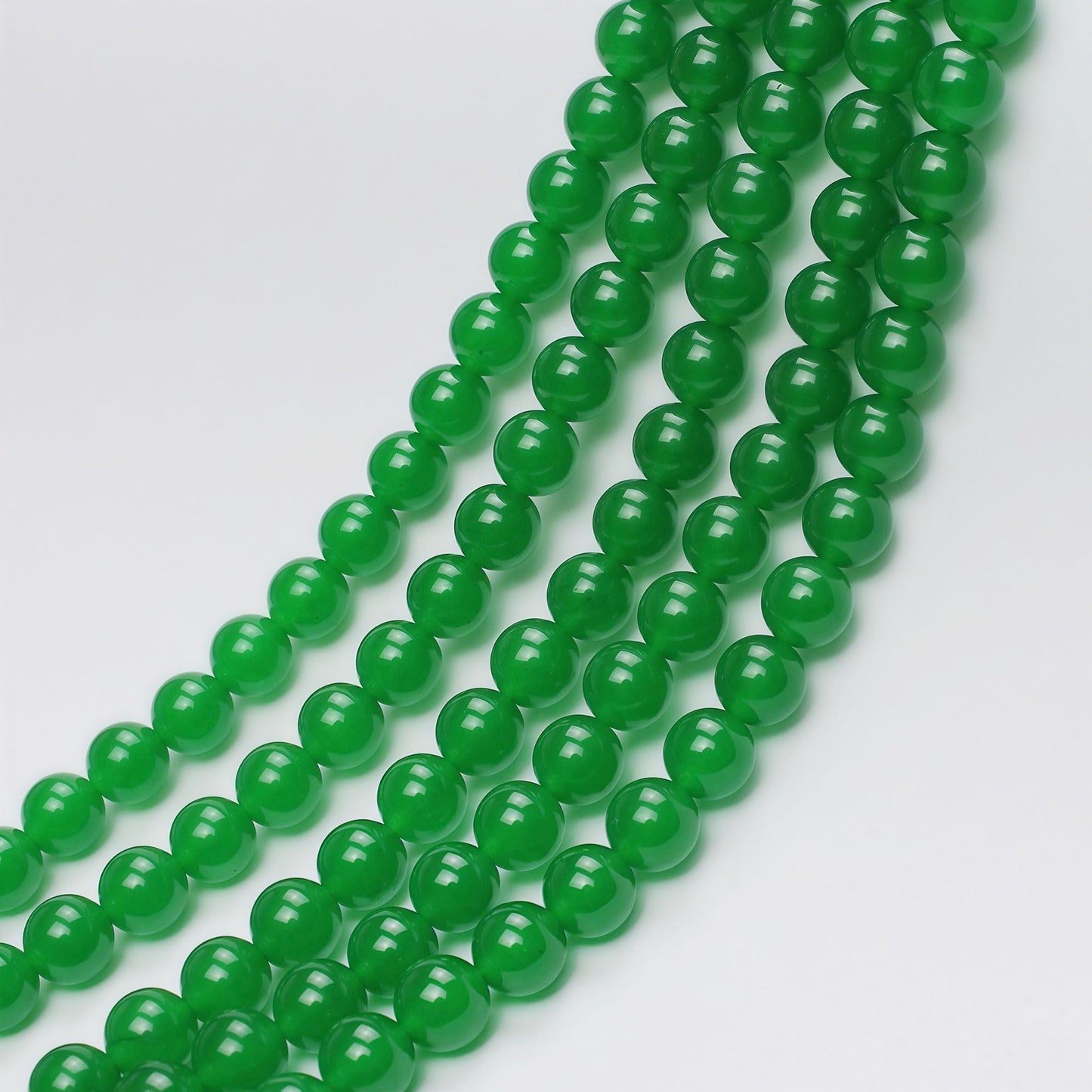 MJDCB Natural Green Jade Round Loose Beads for Jewelry Making DIY Bracelet Necklace (10mm)
