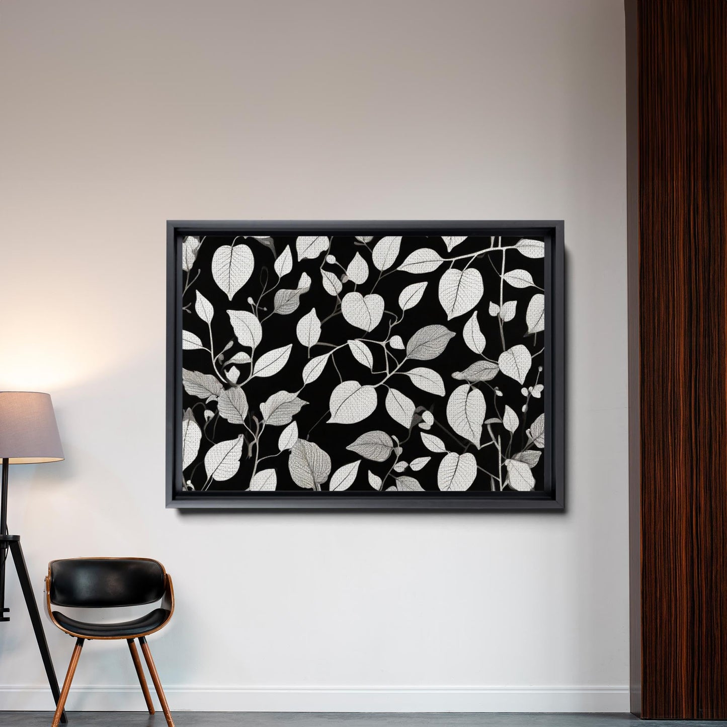 Canvas Print Scandinavian Folk Art Black and Beige Abstract Botanical Wall Art for Scandinavian Home Decor Decor Canvas, Decor