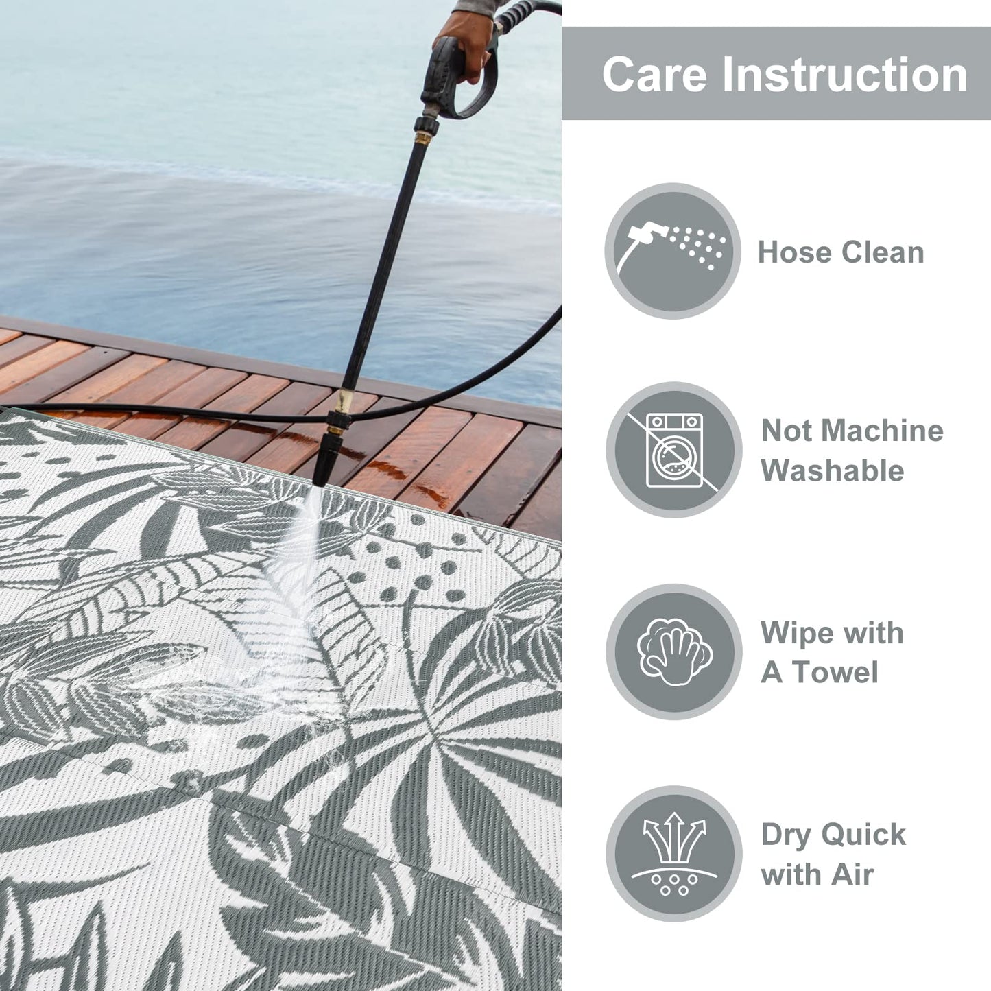 Anidaroel Outdoor Rugs 8x10ft for Patios Clearance Waterproof, Reversible Tropical Plastic Straw Camping Mat Outside Rug, Large Outdoor Area Rug for RV, Porch, Deck, Balcony, Picnic(8'x10')
