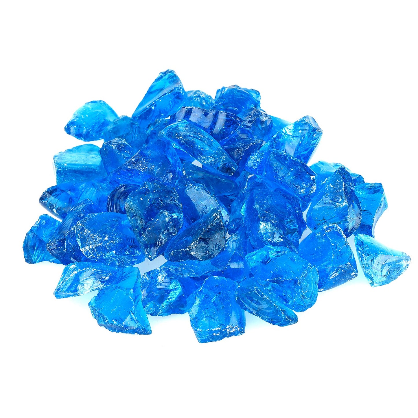 Mr. Fireglass Crushed Fire Glass for Natural or Propane Fire Pit, 10 Pounds Decorative Recycled Fireplace Glass Rocks for Fire Pit Fireplace and Landscaping, High Luster Turquoise