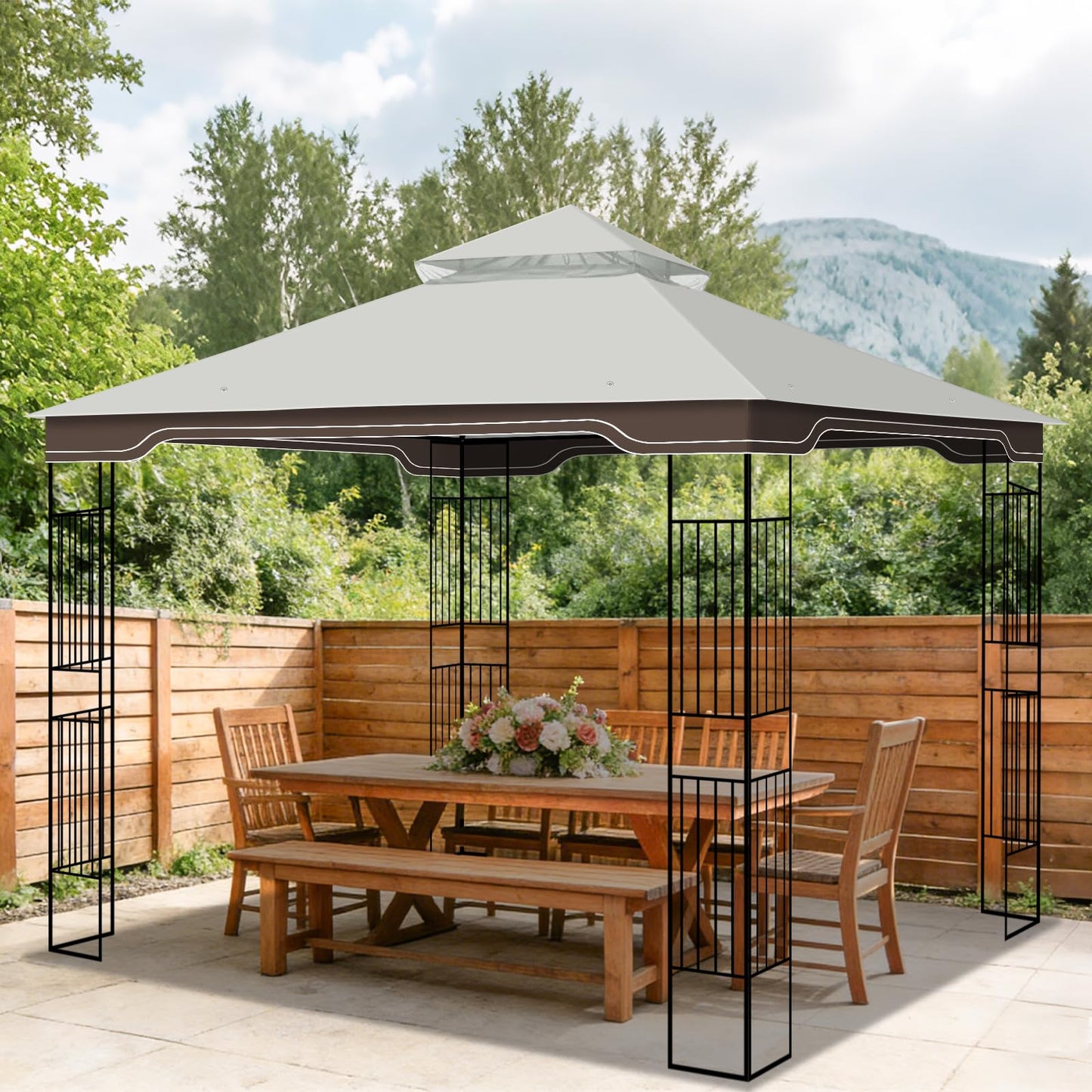 Replacement Gazebo Canopy, 10 x 12 FT Durable Outdoor Roof Cover – Fits Regency II Patio Gazebo L-GZ798PST, A101004104, A101004105 (Light Gray)