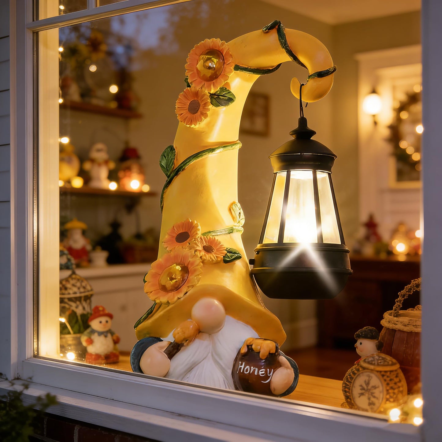 Mothers Day Gifts - Garden Gnome Statue with Solar Lights Large Garden Sculptures Funny Bee Gnome Outdoor Patio Lawn Yard Garden Decor Birthday Gifts for Women Mom 12 in Summer Gnomes Outdoor
