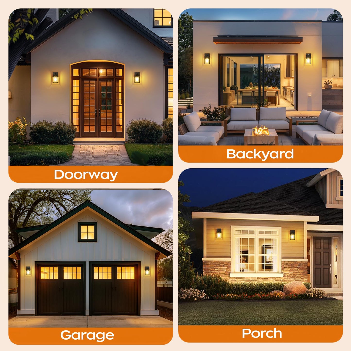WIHTU Dusk to Dawn Outdoor Lighting Fixtures, Exterior Front Porch Light, Black Sensor Wall Sconce Lamp, Waterproof Wall Lantern, Anti Rust Outside Coach Lights for House, Doorway, Garage