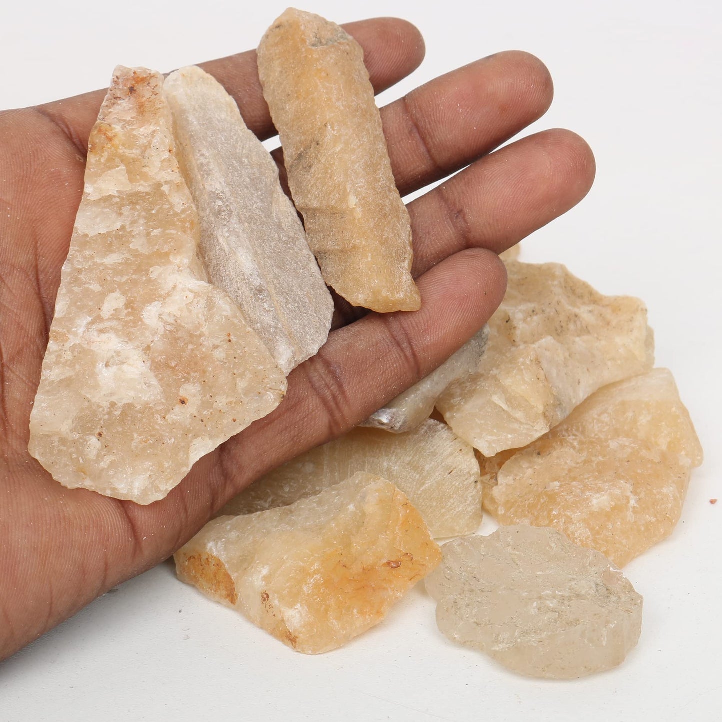 REAL-GEMS Natural Raw Healing Crystals Rough Stones for Tumbling, Cabbing, Polishing, Wire Wrapping, Wicca & Reiki Crystal Healing, Mix Gemstones,7 Chakra (Yellow Jade)