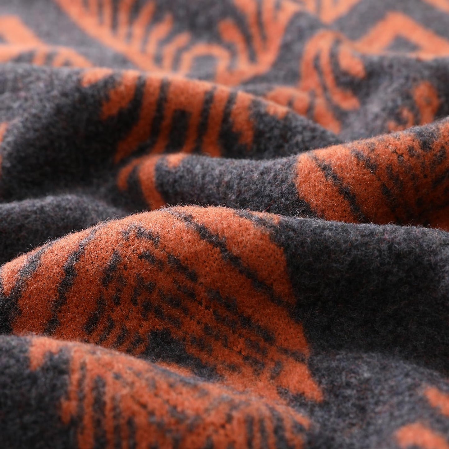 PuTian Merino Wool Blanket - 4 lbs Warm, Thick, Washable, Large 87" x 63" Throw for Outdoors, Camping, Couch, Bed, Travel - Super Soft - Bohemia Orange