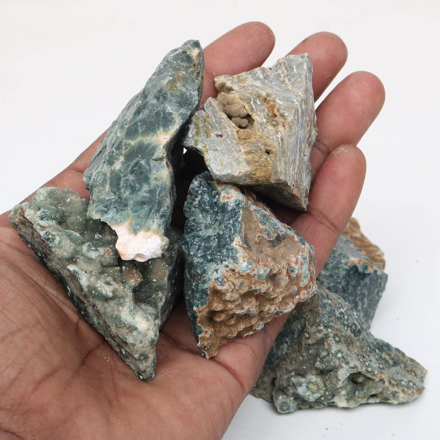 REAL-GEMS Natural Raw Healing Crystals Rough Stones for Tumbling, Cabbing, Polishing, Wire Wrapping, Wicca & Reiki Crystal Healing, Mix Gemstones,7 Chakra (Green Parenite)