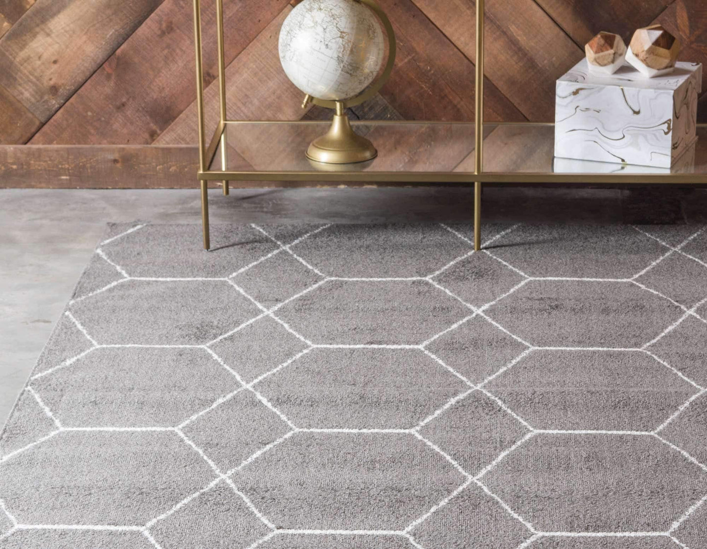 Unique Loom Trellis Frieze Collection Area Rug - Geometric (4" x 6", Dark Gray/ Ivory)