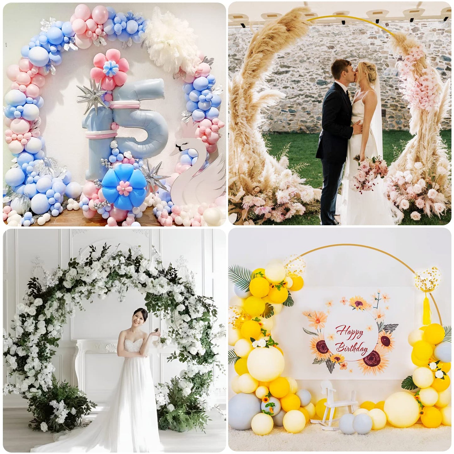 Wokceer Round Backdrop Stand 8FT Gold Wedding Arch Metal Circle Balloon Arch Stand for Birthday Party Wedding Bridal Shower Anniversary Ceremony