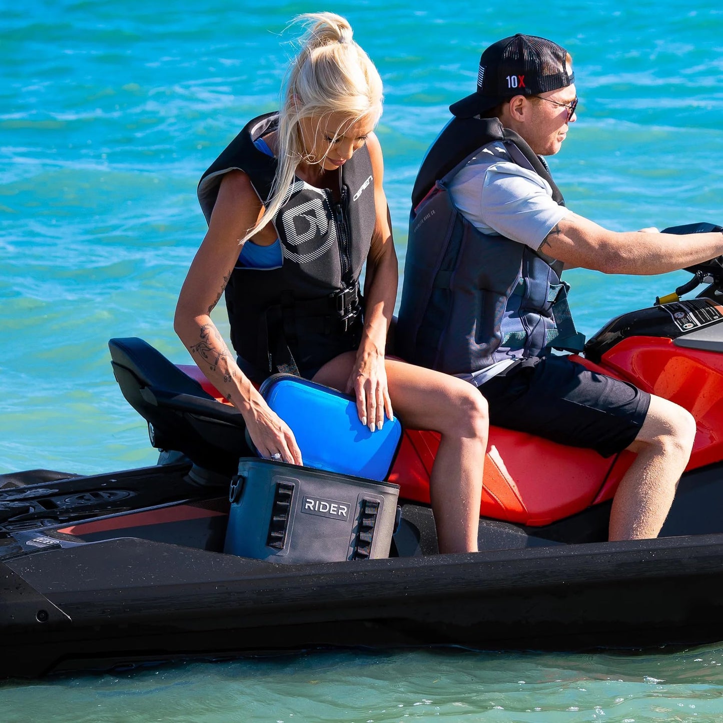 Rider Coolers PWC Jet Ski Sea Doo Cooler Set of 2 Coolers Fits All Personal Watercraft with backpak Harness (Pink)