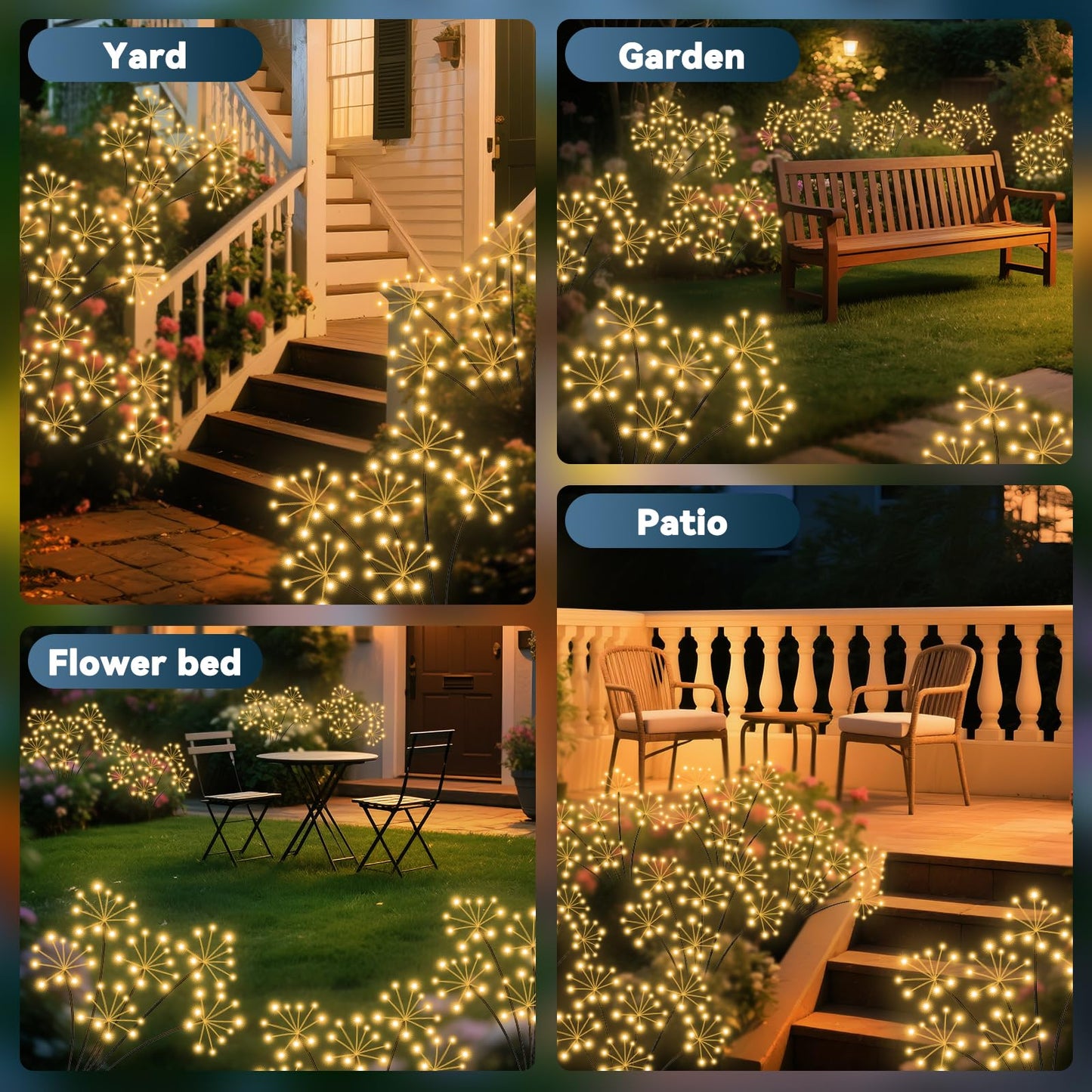 Slyuexu Solar Garden Lights 2 Pack Waterproof Swaying Starburst Light Solar Outdoor Lights for Yard Patio Walkway Pathway Party Wedding Decoration, Unique Gifts for Women, Warm White