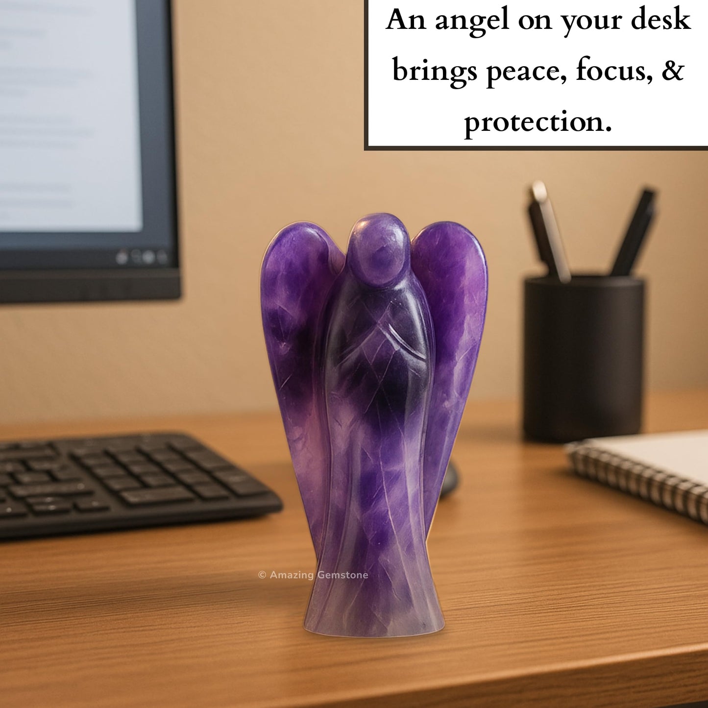 Amazing Gemstone Amethyst Angel - Amethyst Crystal Angel and Pocket Guardian Angel Crystal Figurines (3 Inches)
