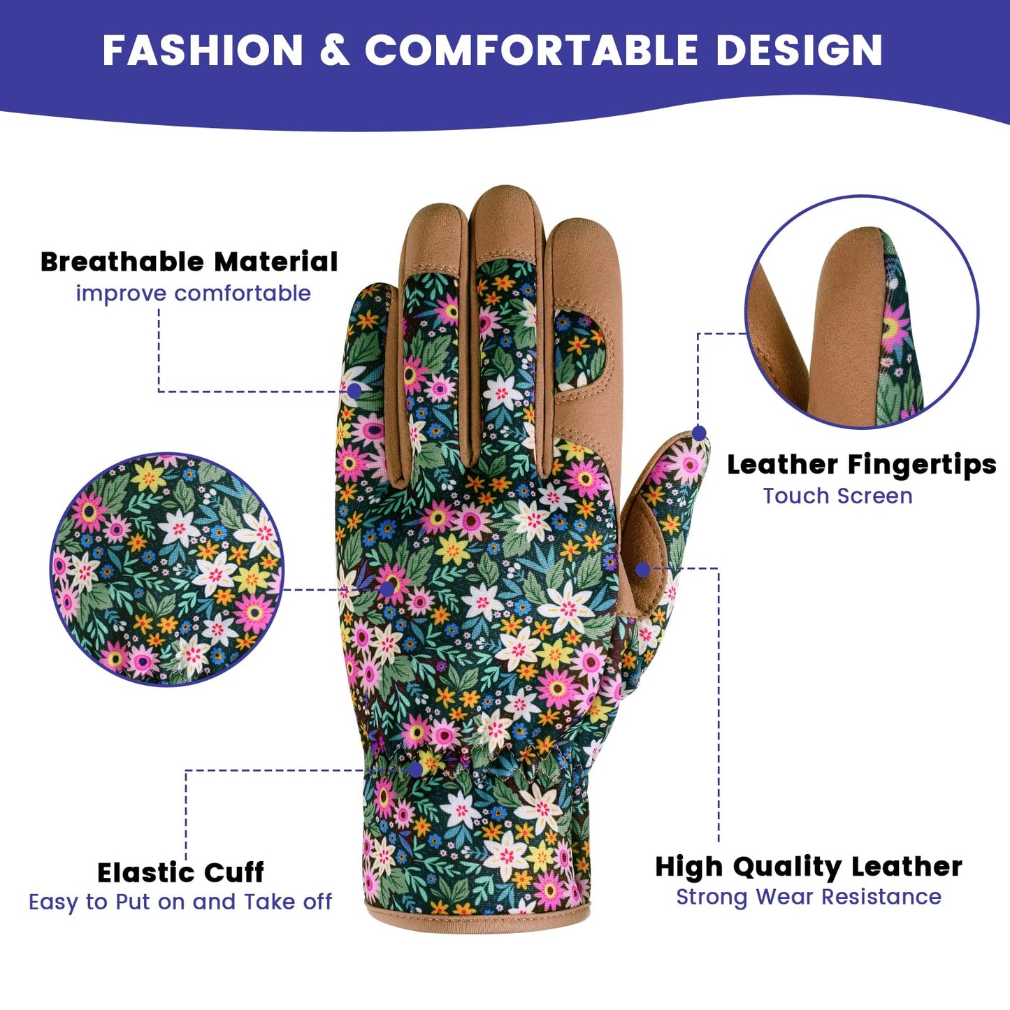 fauson Gardening Gloves - Gardening Gloves for Women Firm Grip Breathable Garden Gloves Thorn Proof for Digging, Planting,Pruning