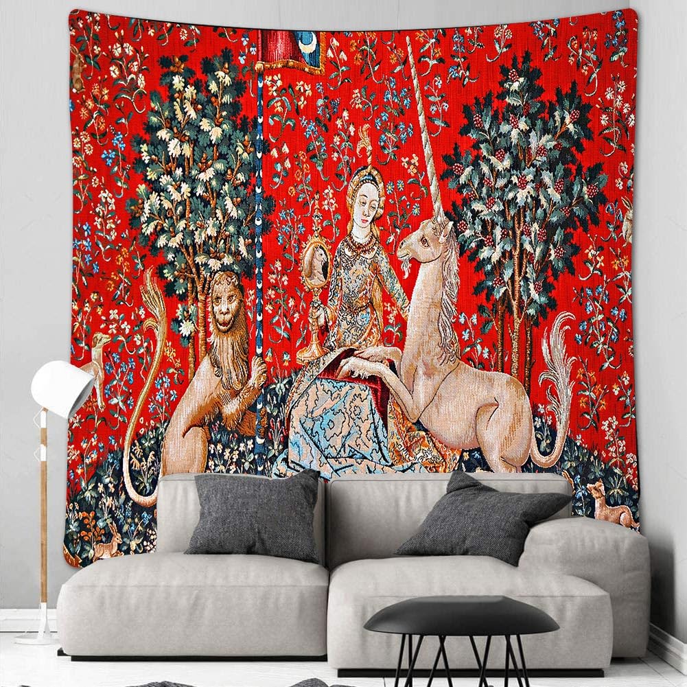 FEASRT Wild Animal Psychedelic Bohemian Tapestry, 40x30 Inches Soft Flannelette, for Living Room Royal Historical Decor