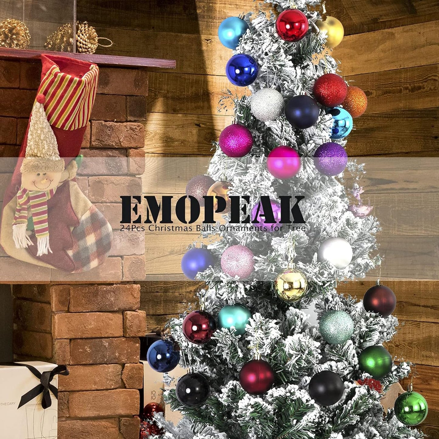 Emopeak 16Pcs Christmas Balls Ornaments for Xmas Tree - 3.15 Inch Large Shatterproof Christmas Tree Decorations Hanging Ball for Holiday Wedding Party Decoration