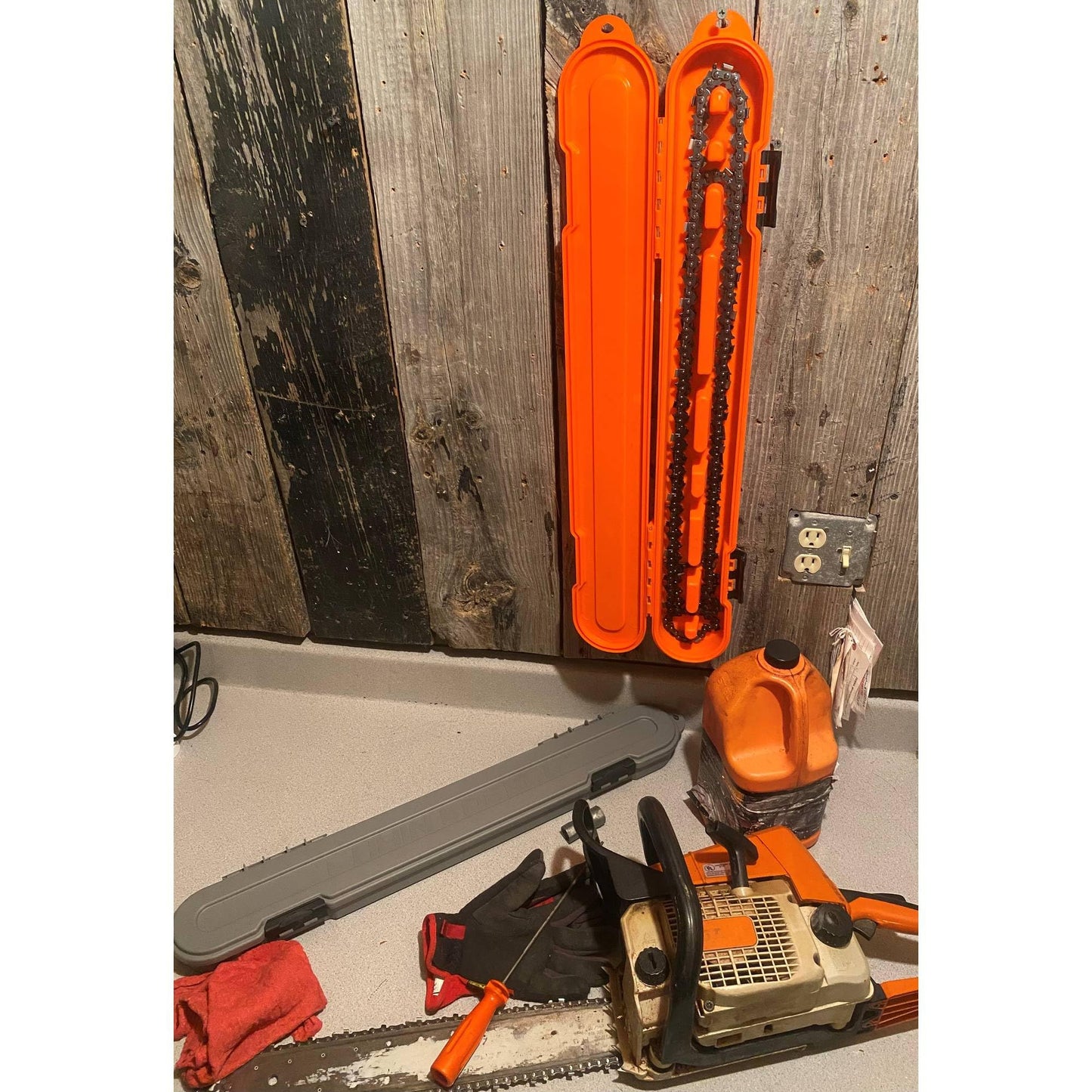 Original Chainsaw Chain Storage - Universal Portable Saw Chain Holder Case For all Chains up to 20” Inch Blades - Can Stack 2 Inches Deep, Fits a Minimum of 8 Chains, Made in USA - Orange