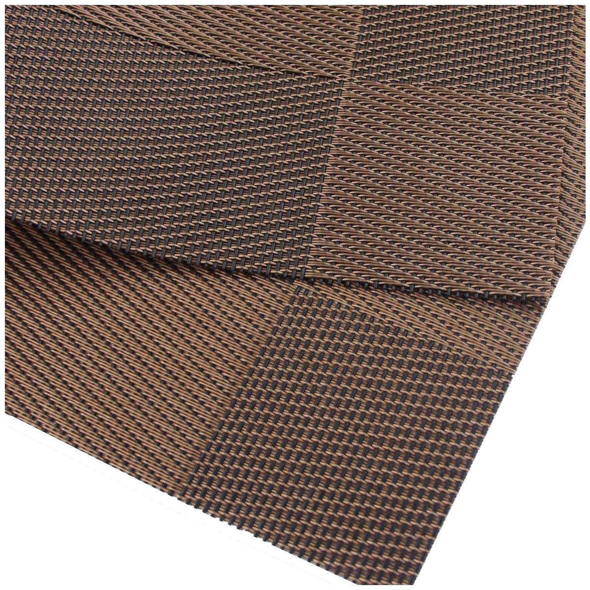 PIGCHCY Place Mats Heat-Resistant Non Slip Placemats Easy Wipe Clean Table Mats Woven Vinyl Placemats for Dining Table(Set of 6, Brown)