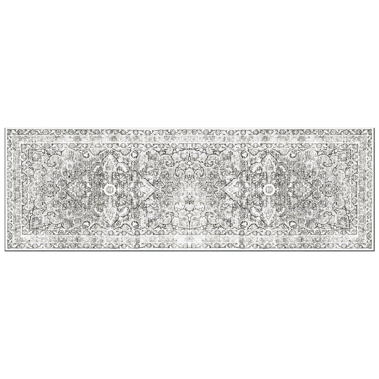 2x6 Hallway Washable Runner Rug : Vintage Soft Kitchen Bathroom Laundry Runner Non Slip Backing Farmhouse Entryway Floor Mat Stain Resistant Carpet for Bedroom Living Room Distressd Beside Rug(Gray)