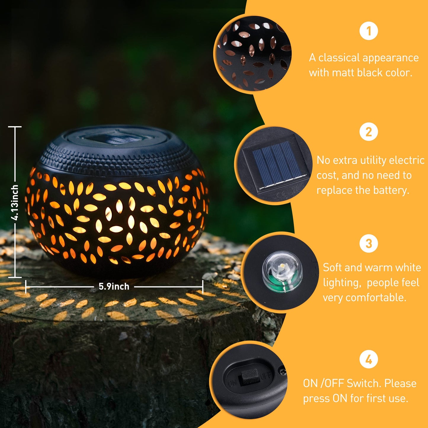 JMEXSUSS Solar Lanterns Outdoor Waterproof, Gifts for Women Mom Grandma, Outdoor Solar Lanterns for Porch Table Outside Patio Garden Camping Yard Wedding, Black