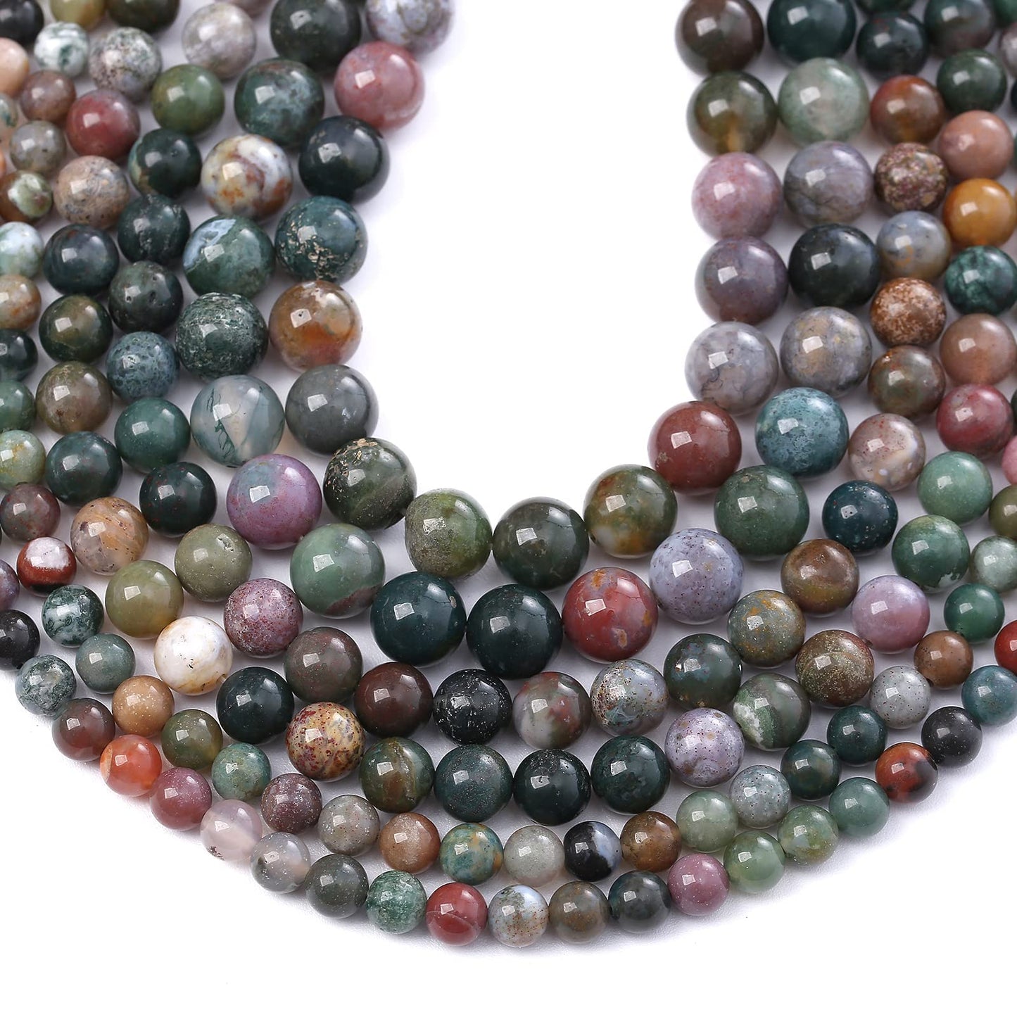 90PCS 4MM Colorful Indian Agate Beads Natural Gemstone Round Stone Beads for Jewelry Making DIY Energy Stone Healing Power Bracelet 15"