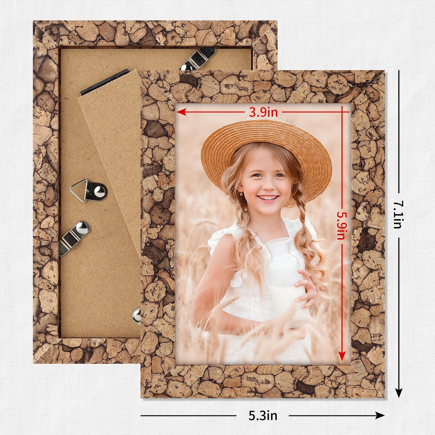 ORIVAN 4x6 Picture Frame Display 4x6 Picture Stone Brown Photo Frame for Wall and Tabletop Decoration