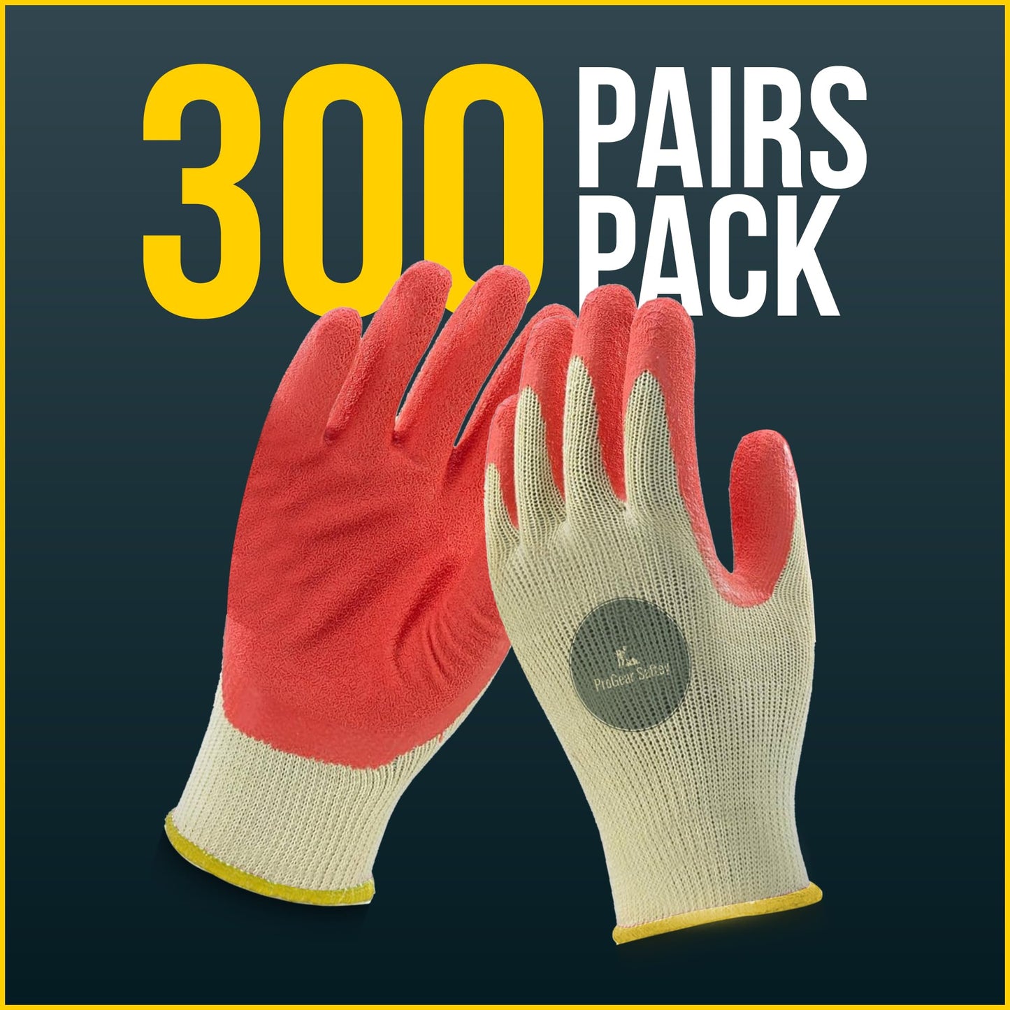PROGEAR SAFETY 300 Pairs Red Palm Latex-Coated Work Gloves - Cotton/Polyester Shell - Korean Craftsmanship