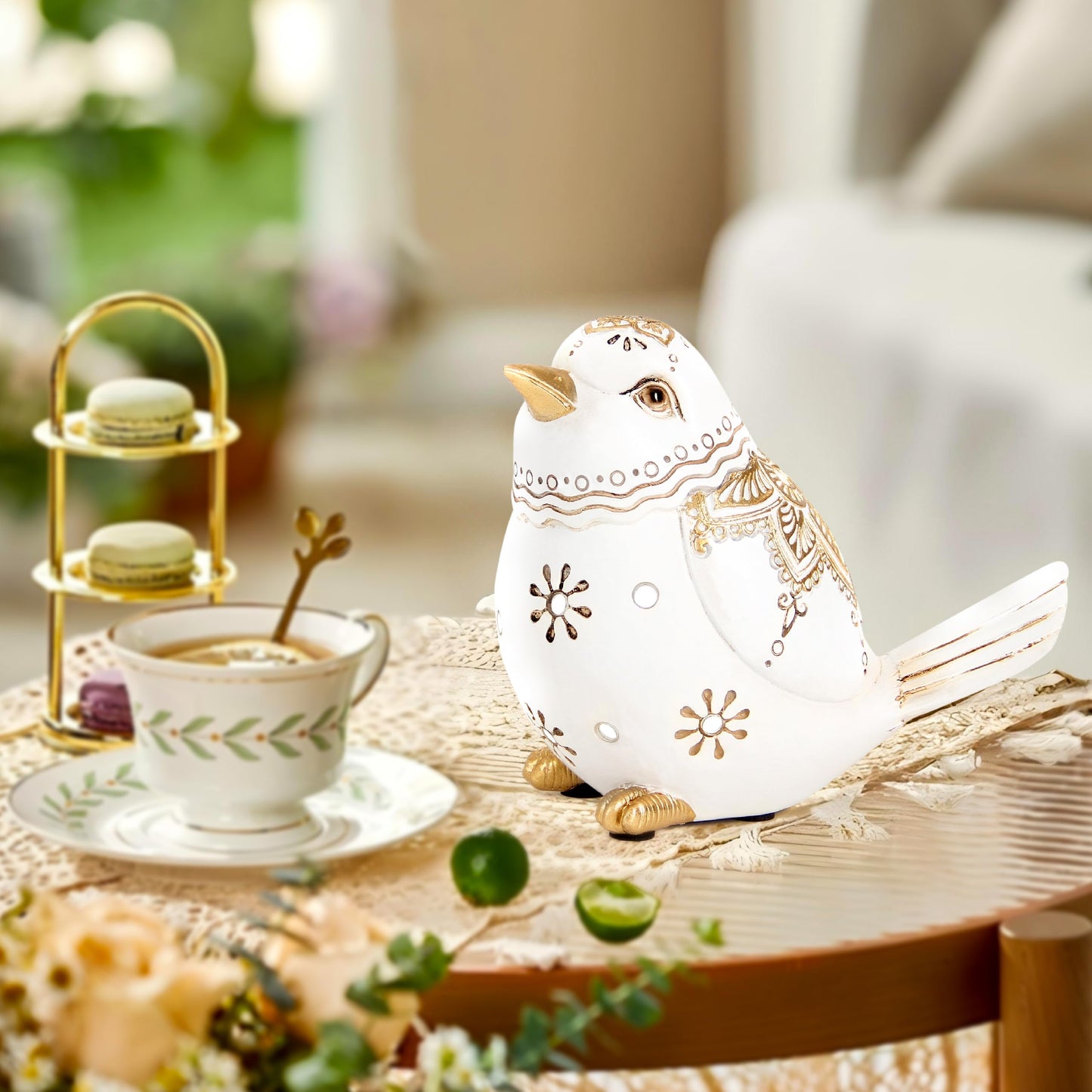 Xintim Bird Statue for Home Decor Accents Boho White Bird Figurines for Shelf Living Room Bedroom Centerpiece Table, Decorative Birds Sculpture, Animal Decor Gifts for Bird Lovers, Women