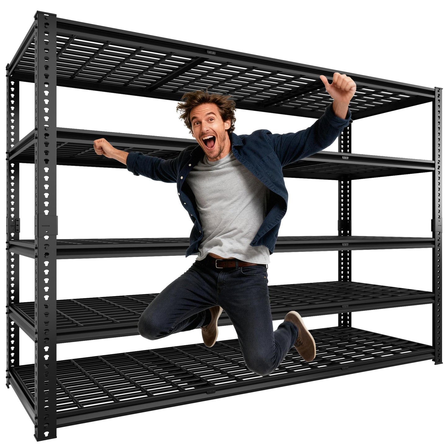 VDEVY 60" W x 24" D x 72" H Garage Shelving Heavy Duty Metal Shelving 3030LBS Storage Shelves Adjustable Metal Shelves for Storage Industrial Garage Shelves for Warehouse Basement
