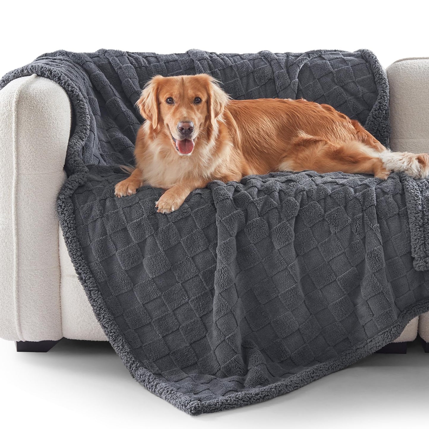 GASUR Waterproof Dog Blankets for Large Dogs, Dog Blanket for Couch Bed, Fleece Pet Blanket for Furniture Sofa Protector, Soft Pet Throw Blankets for Crate Car Outdoor, Washable, 50"x60",Grey