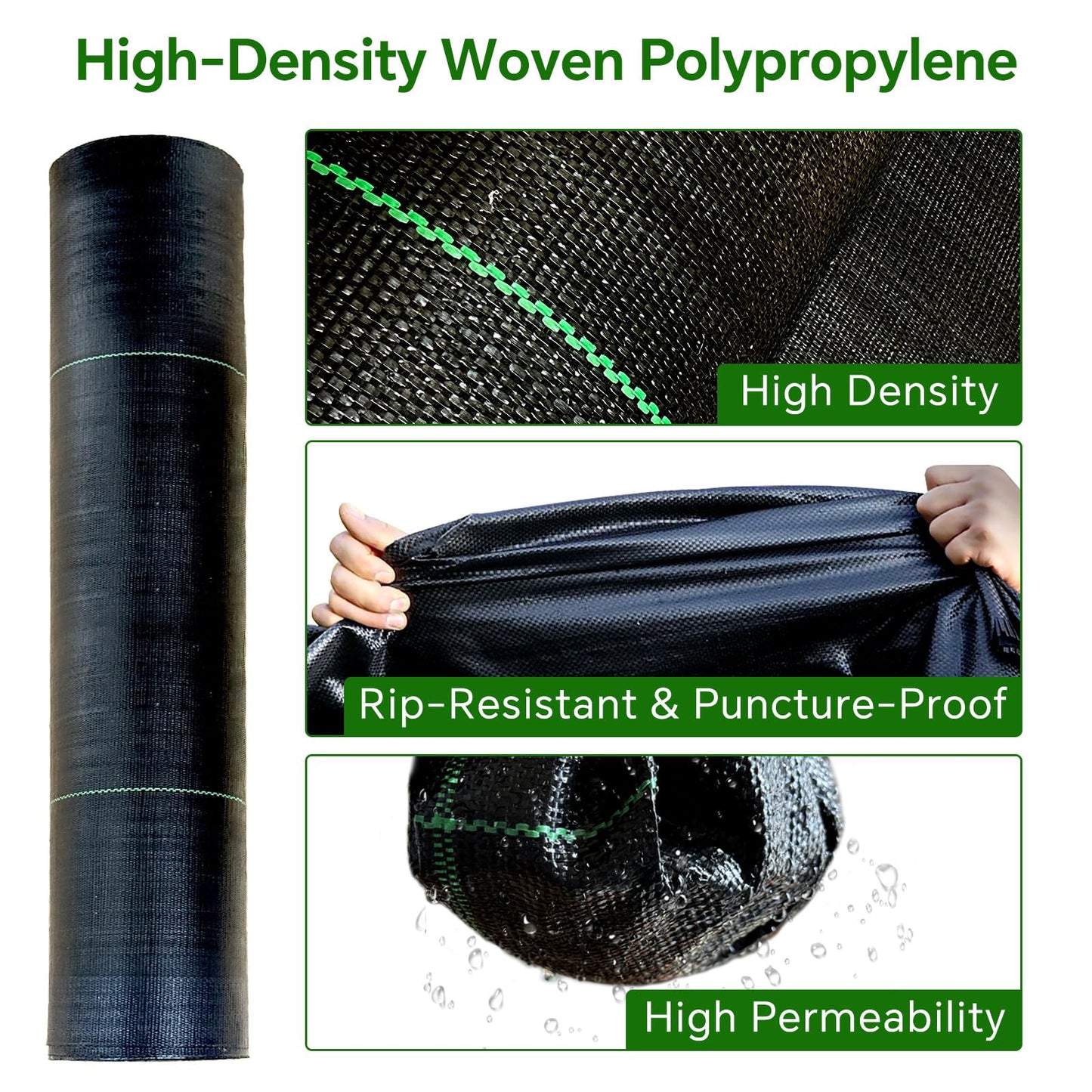 Vanver Weed Barrier Landscape Fabric Heavy Duty,2.8FT x 50FT Premium Garden Weed Blocker Fabric for Weed Control, Plastic Ground Cover with Woven Weed Cloth,Durable Landscaping Fabric