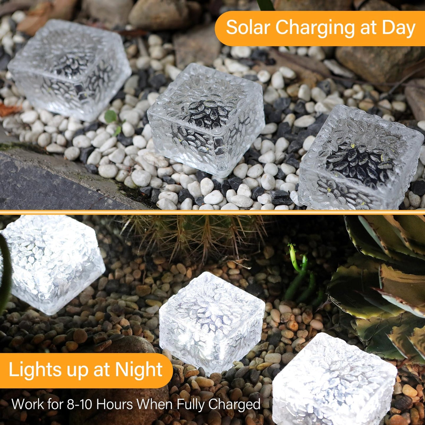 JKIMK Solar Brick Lights - Outdoor Waterproof Patio & Garden Decor (6 Packs for Patio, Yard, Walkway, Pathway)