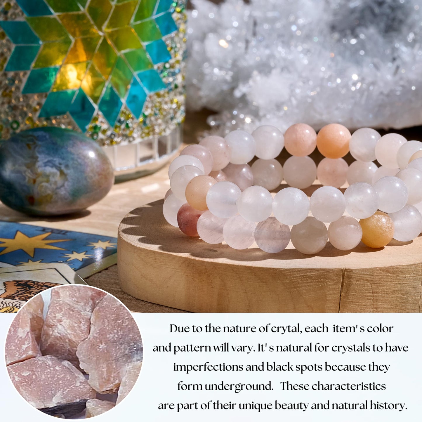 Bivei Natural Gemstone Semi Precious Healing Crystals Handmade Stretchy Round Beads Bracelet, Enhance Positive Energy,Stocking Stuffers for Women(Pink Aventurine (Balance & Harmony)(Small))