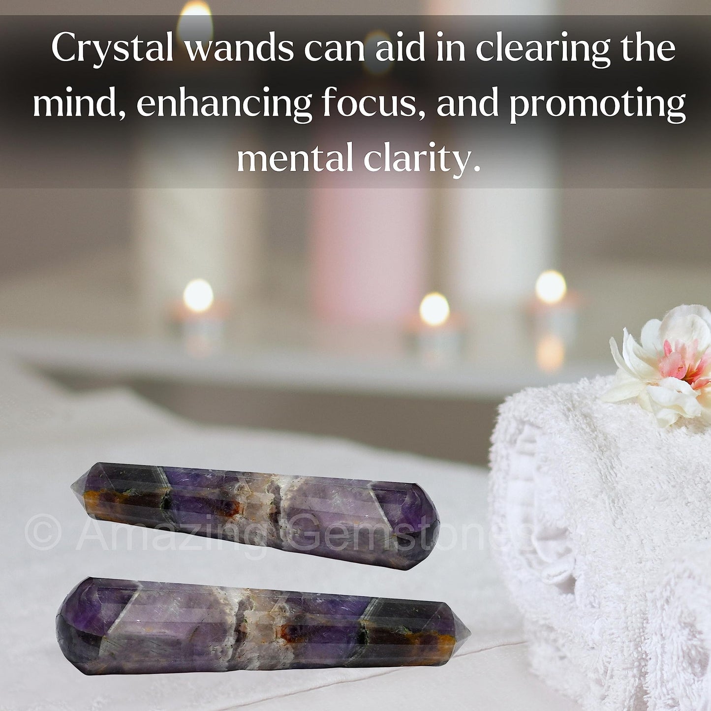 Amethyst Chevron Crystal Wand Massage Stick - Pelvic Wand Gua Sha for Adults - Crystals and Healing Stones Massage Wands for Adults Gifts (Pointed)